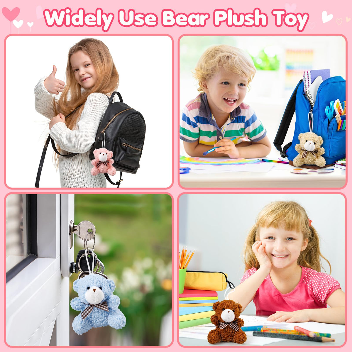 Jumlys Valentines Day Cards for Kids - 24 Pack with Plush Bear Keychains