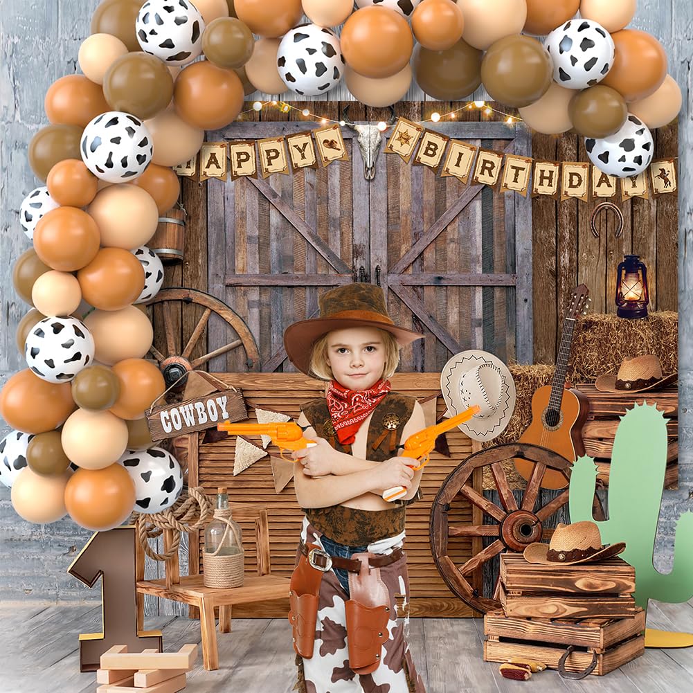 Jumpama Cowboy Birthday Decorations: 65 Pcs Balloons + Western Backdrop