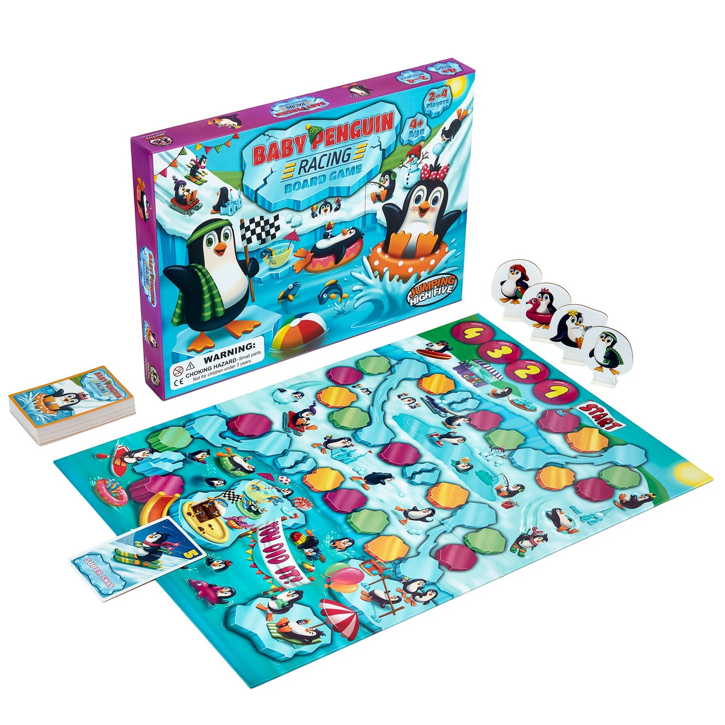 Jumping High Five Baby Penguin Racing Board Game – Fun Family Play for Kids 4+