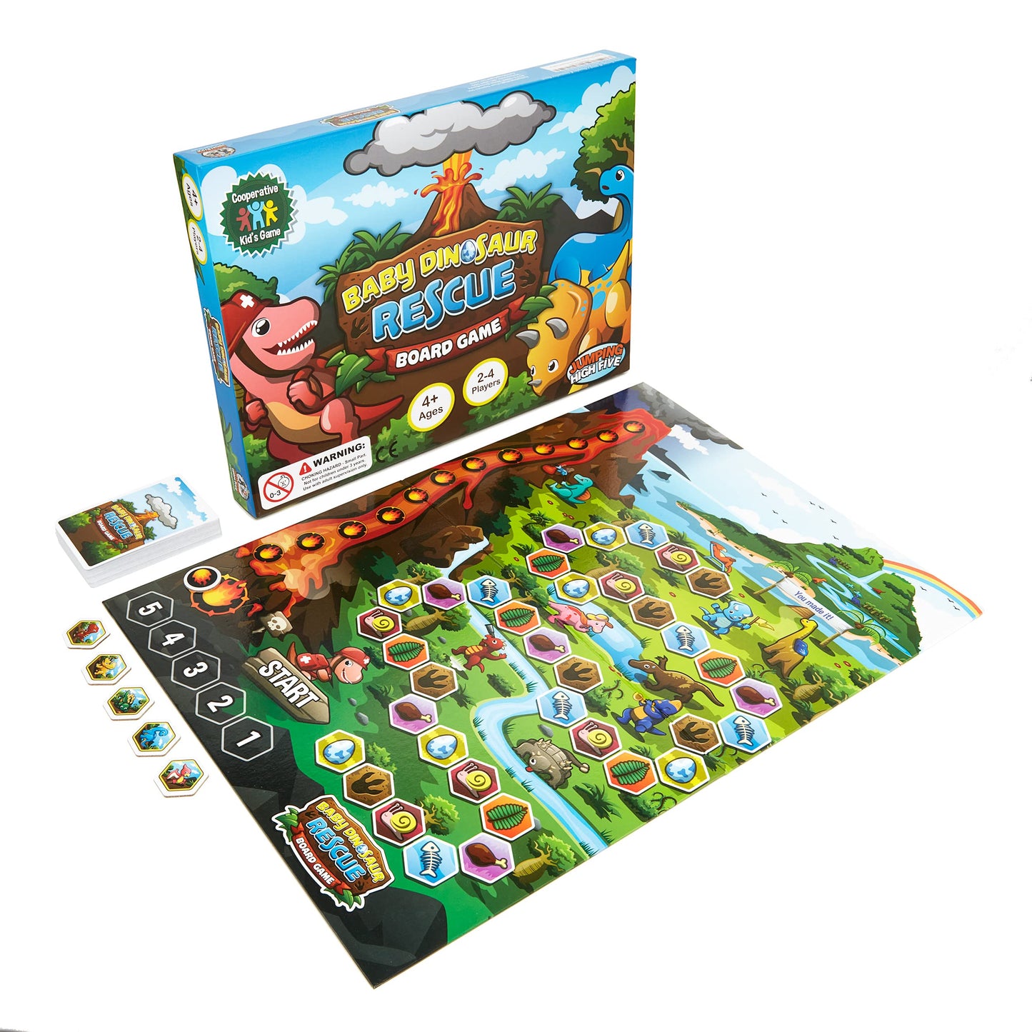 Jumping High Five Baby Dinosaur Rescue Board Game — Cooperative Family Adventure for Kids 4+
