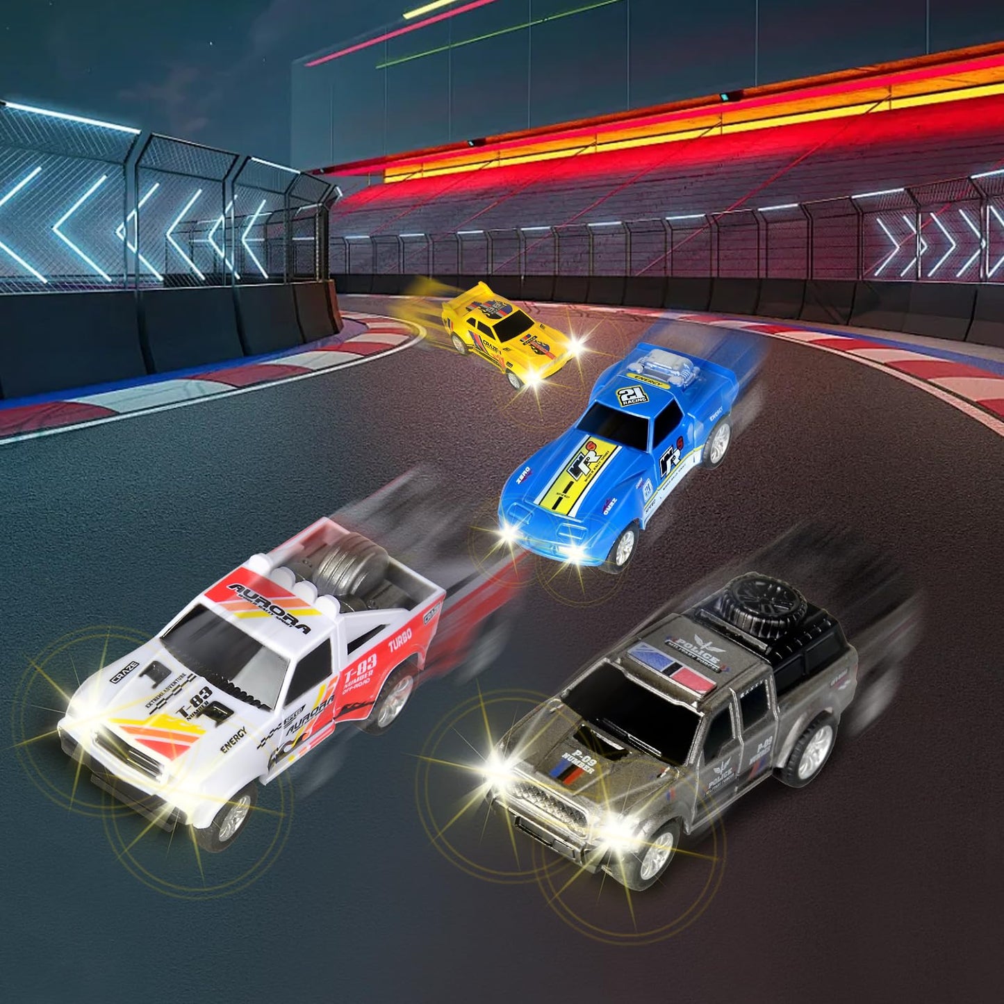 Jumplanma Slot Car Race Track Set – Electric or Battery Powered, 4 Cars & 2 Controllers