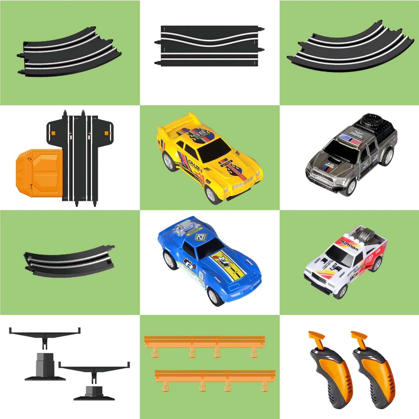 Jumplanma Slot Car Race Track Set – Electric or Battery Powered, 4 Cars & 2 Controllers