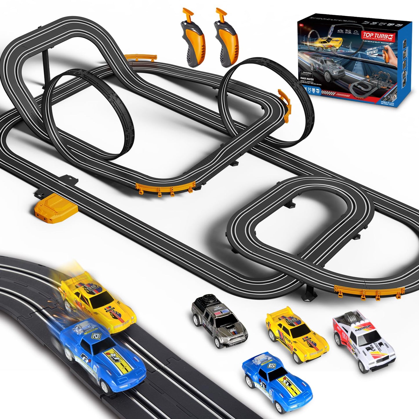 Jumplanma Slot Car Track — 4 High-Speed Cars, Dual Racing Game for Kids
