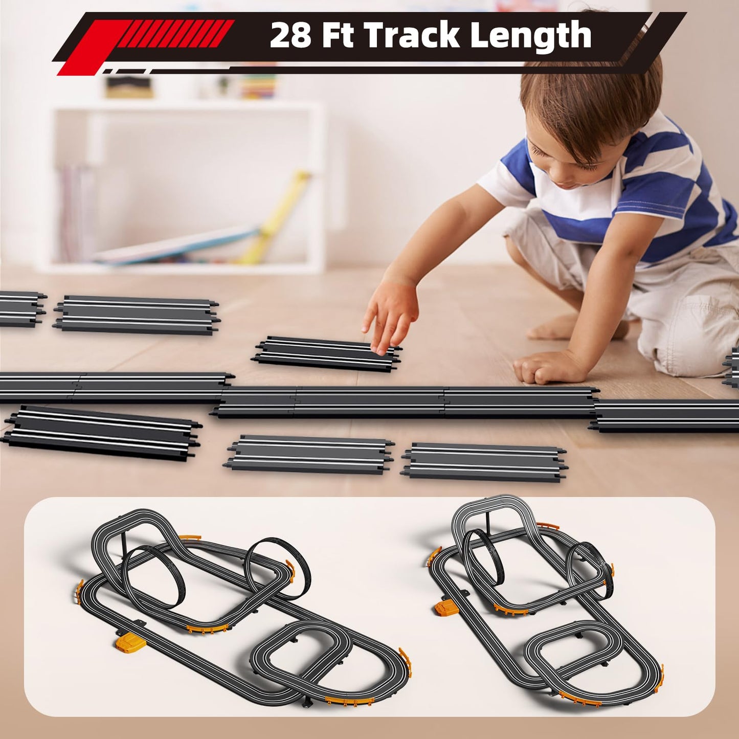Jumplanma Slot Car Track — 4 High-Speed Cars, Dual Racing Game for Kids