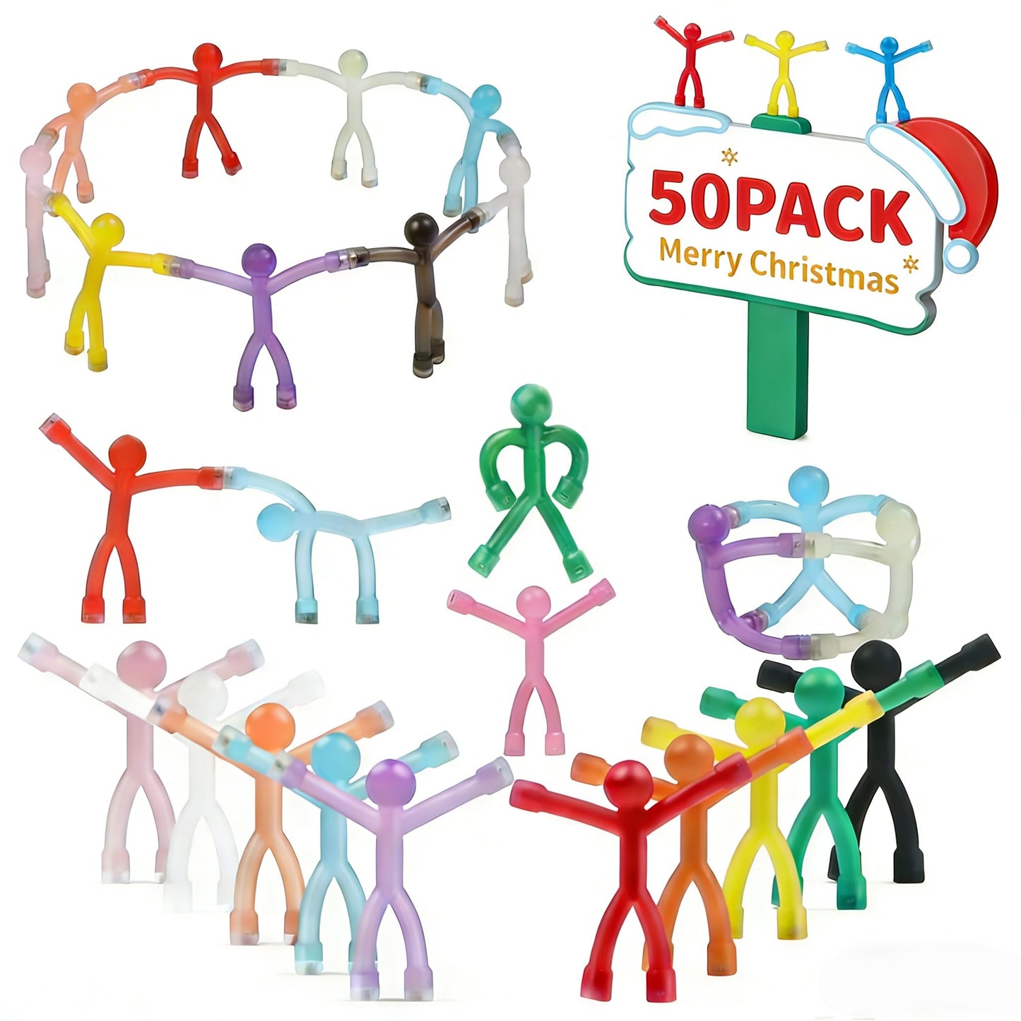 Junarter 50-Pack Magnetic People Figures – Colorful Fridge Magnets for Home, Office, and Gift-Giving