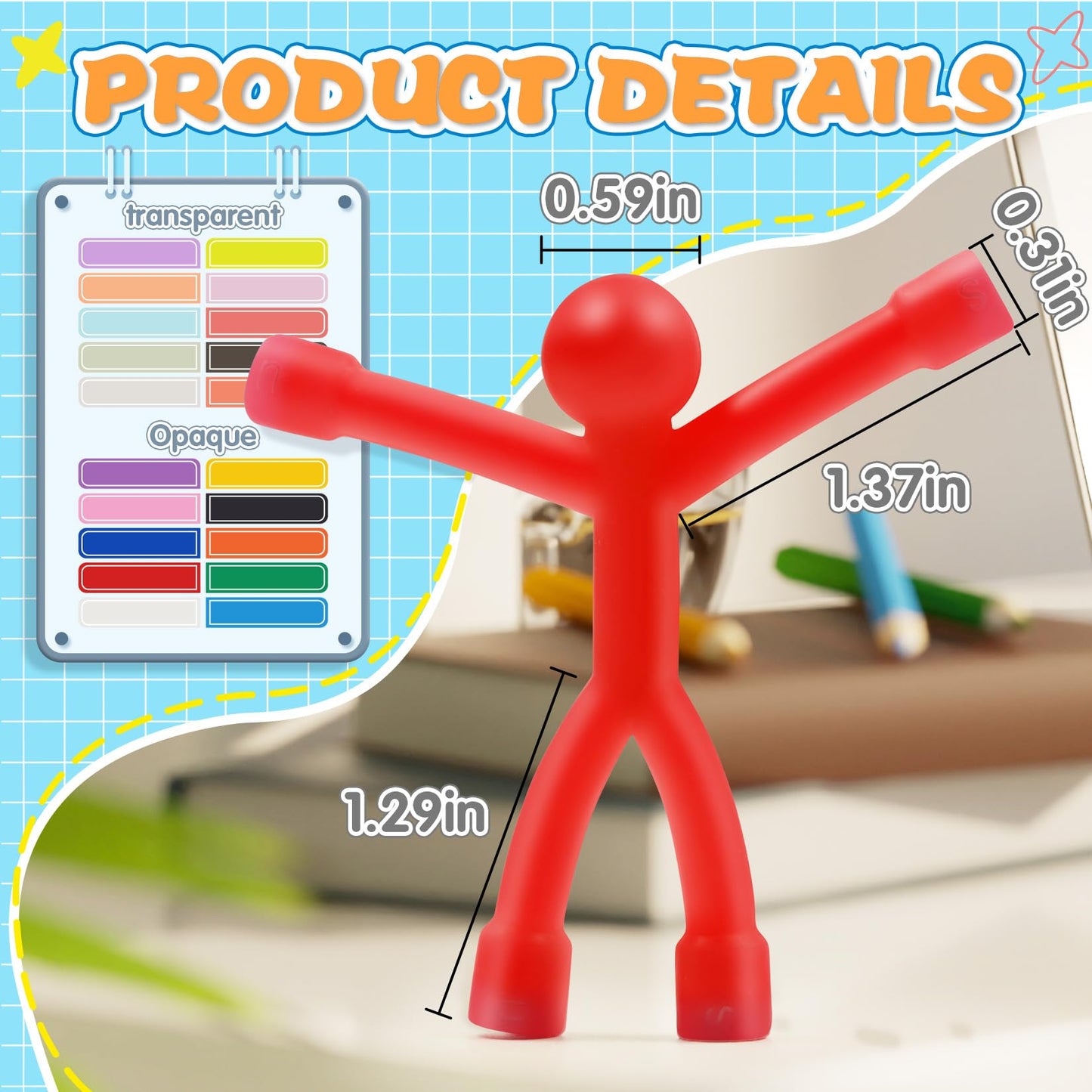 Junarter 50-Pack Magnetic People Figures – Colorful Fridge Magnets for Home, Office, and Gift-Giving