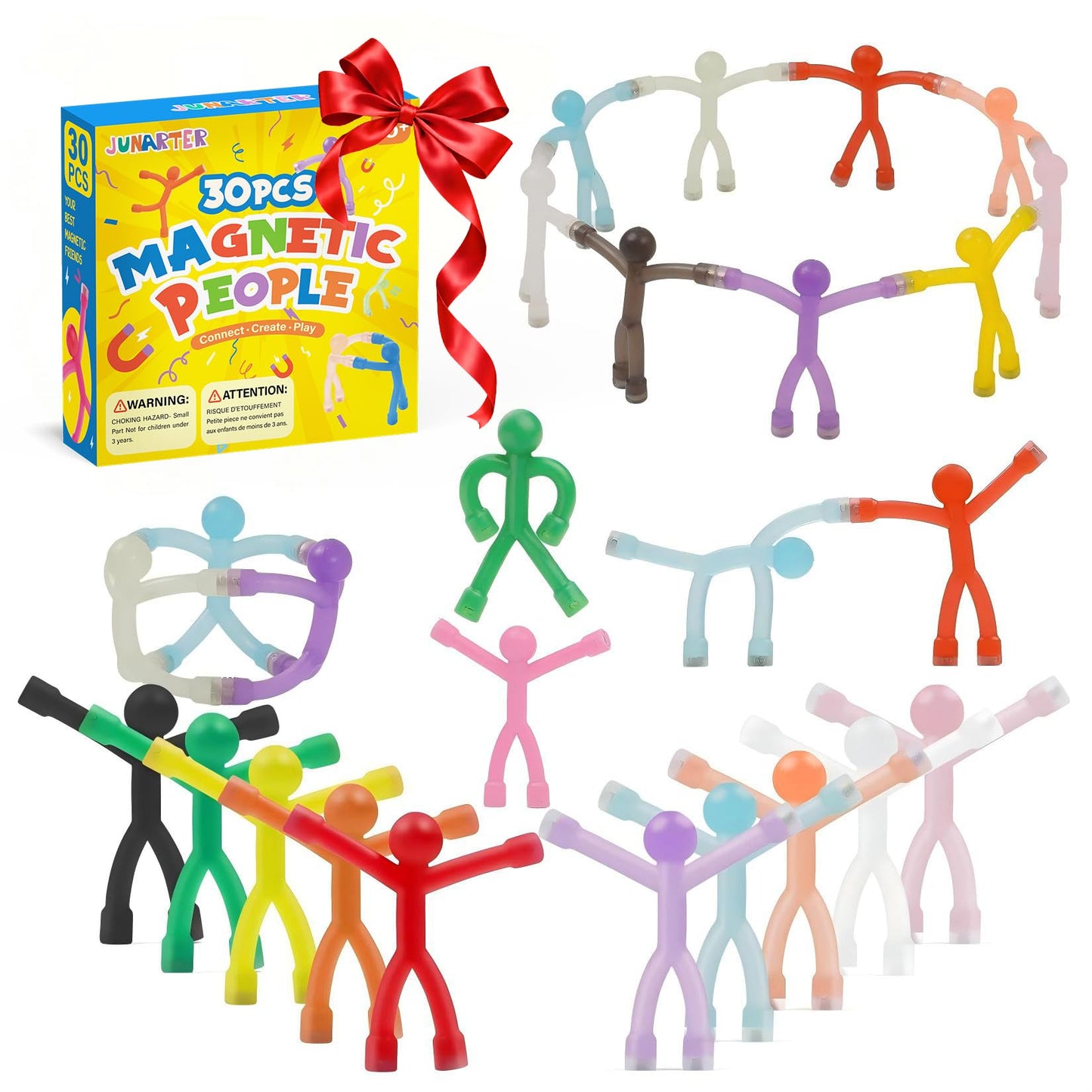 Junarter 30 Pack Magnetic People Figures – Colorful Fridge Magnets for Home, Office & Whiteboard