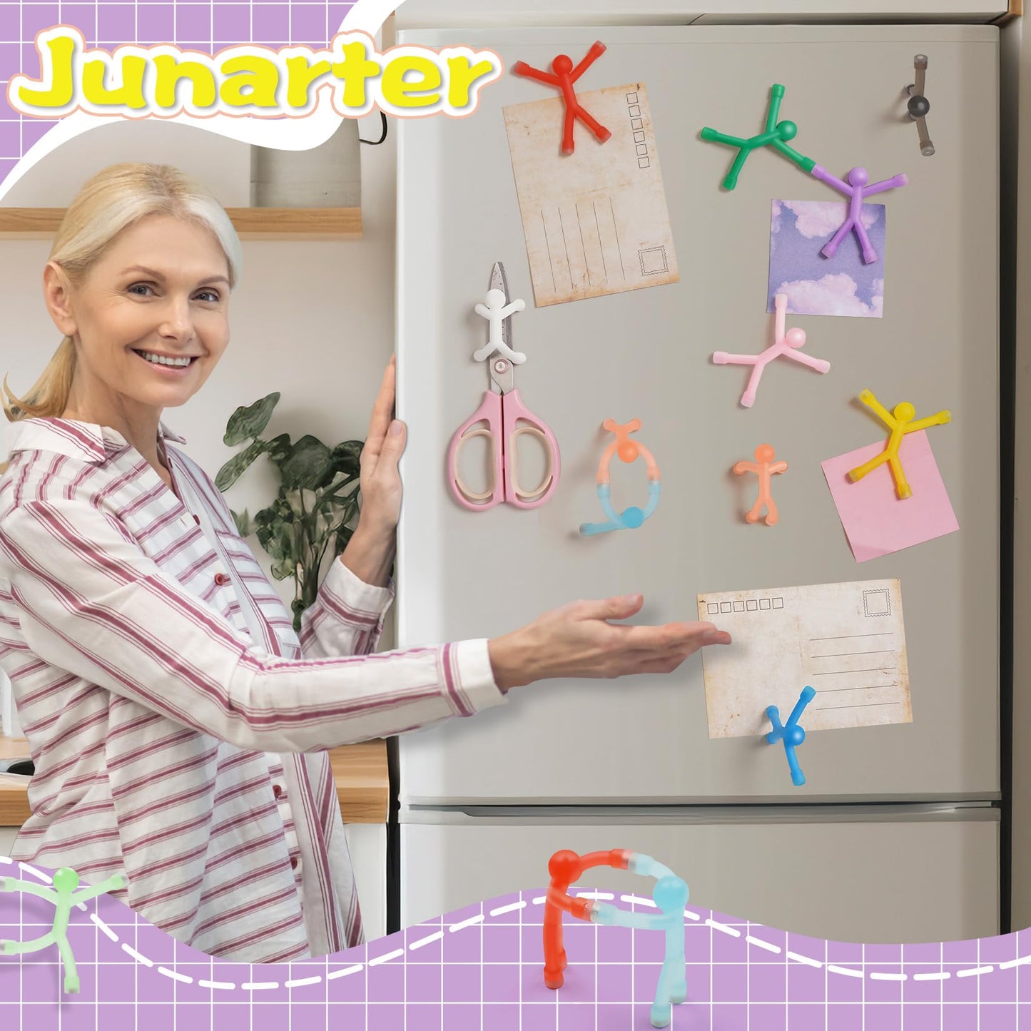 Junarter 50-Pack Magnetic People Figures – Colorful Fridge Magnets for Home, Office, and Gift-Giving