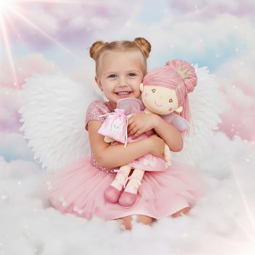 June Garden Anastasia – 17-Inch Tooth Fairy Doll | Plush Pink Dress, Shimmery Wings, Travel-Ready Companion