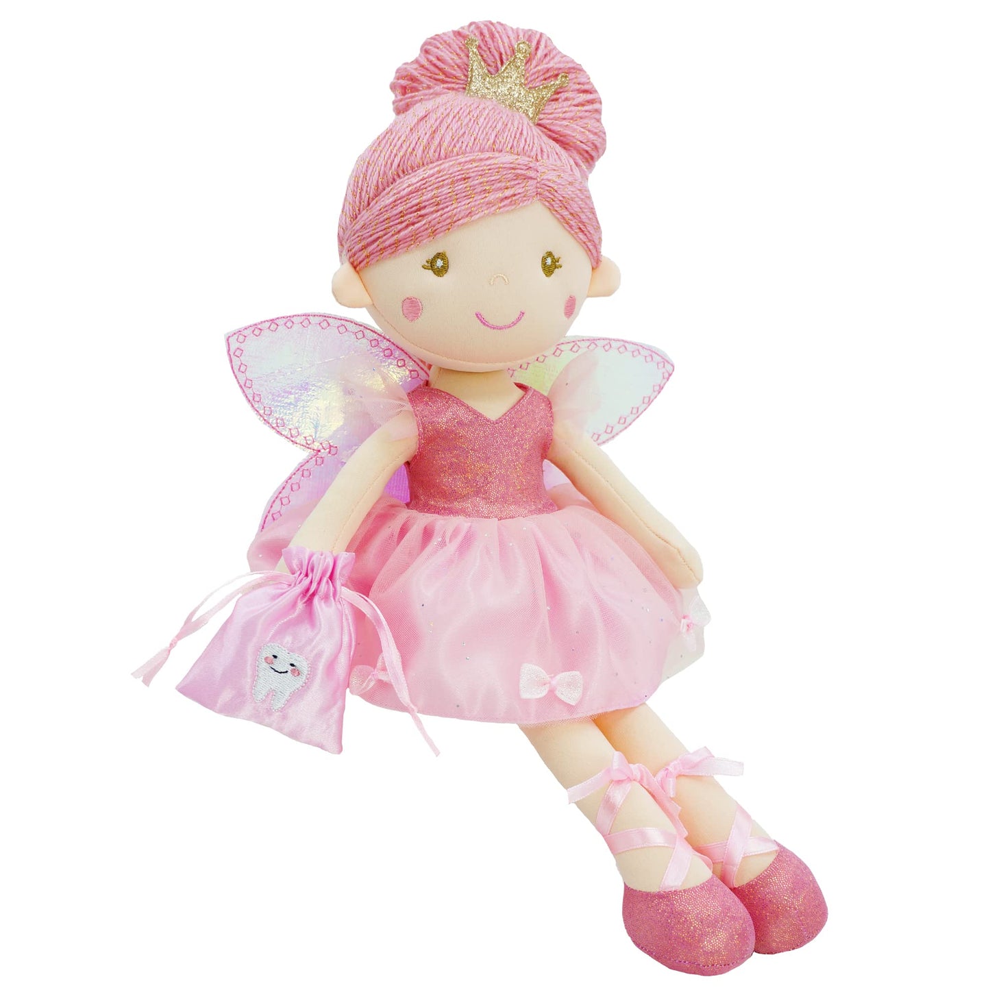 June Garden Anastasia – 17-Inch Tooth Fairy Doll | Plush Pink Dress, Shimmery Wings, Travel-Ready Companion