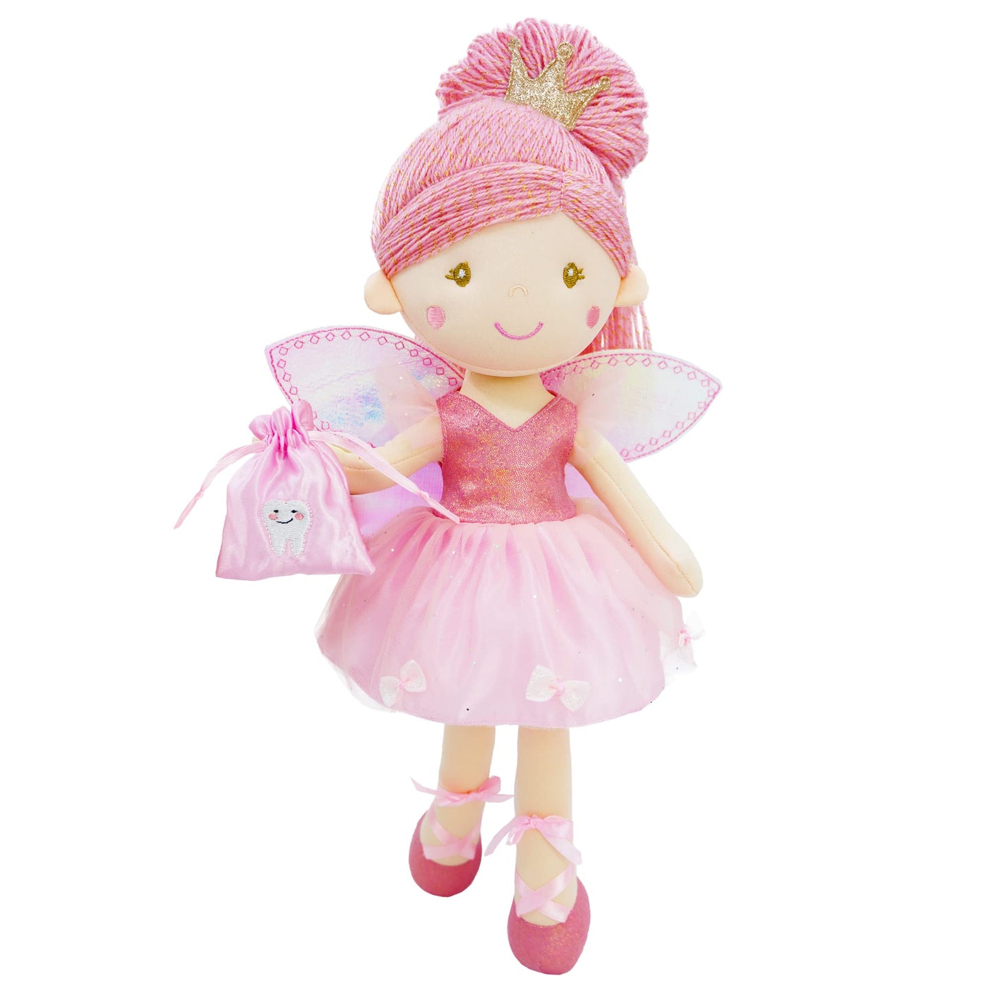June Garden Anastasia – 17-Inch Tooth Fairy Doll | Plush Pink Dress, Shimmery Wings, Travel-Ready Companion