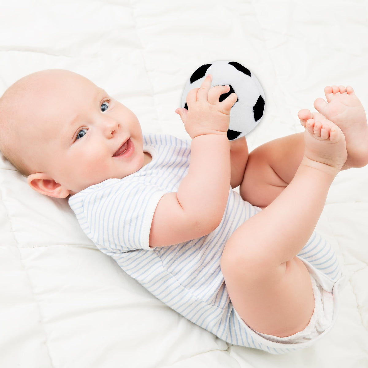 June Garden 3-Inch My First Soccer Ball Plush Rattle Toy – Safe Soft Infant Toy