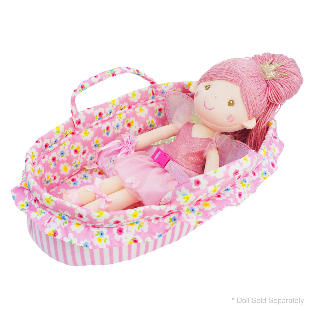 June Garden Cozy Dream Doll Bassinet - Portable Carrier for American Girl Dolls up to 18 inches