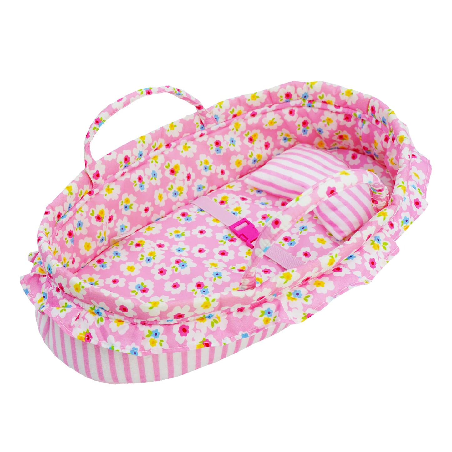 June Garden Cozy Dream Doll Bassinet - Portable Carrier for American Girl Dolls up to 18 inches