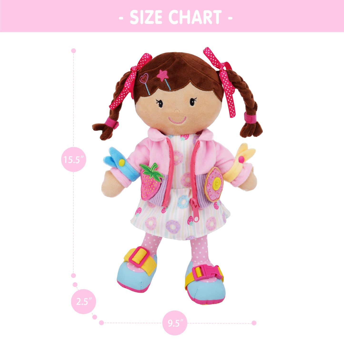 June Garden Dressy Friends Daisy – Montessori Dress-Up Plush for Kids 2+
