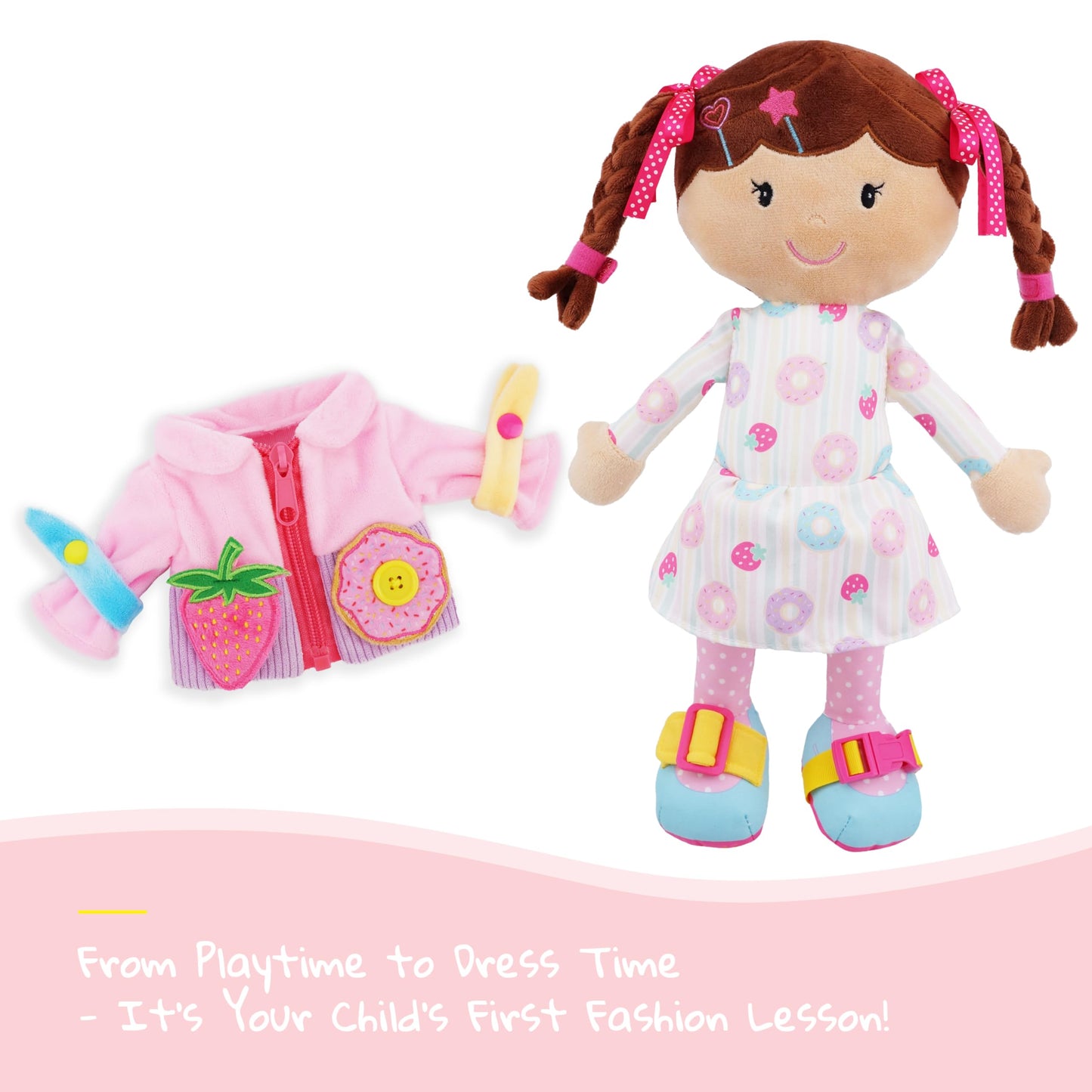 June Garden Dressy Friends Daisy – Montessori Dress-Up Plush for Kids 2+