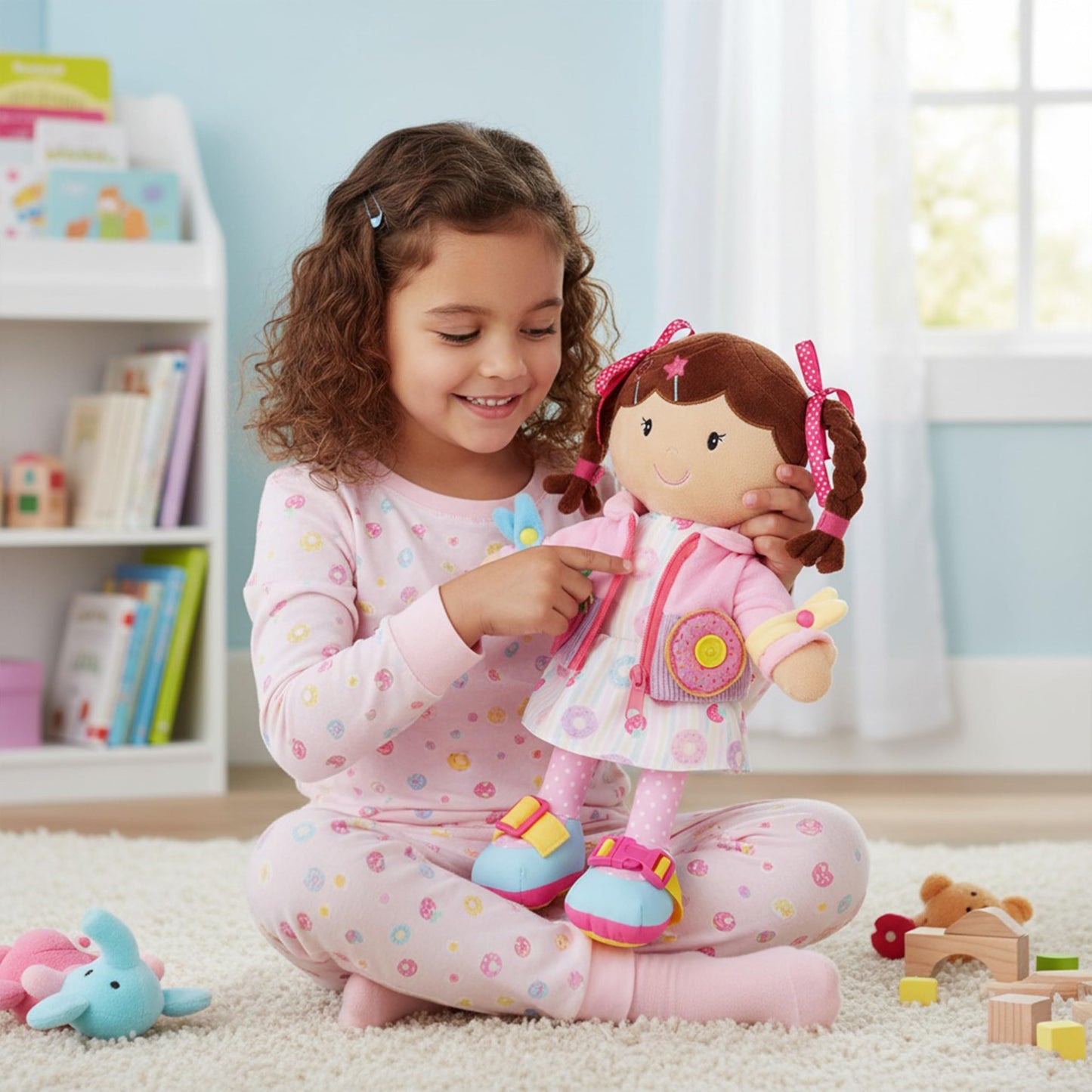 June Garden Dressy Friends Daisy – Montessori Dress-Up Plush for Kids 2+