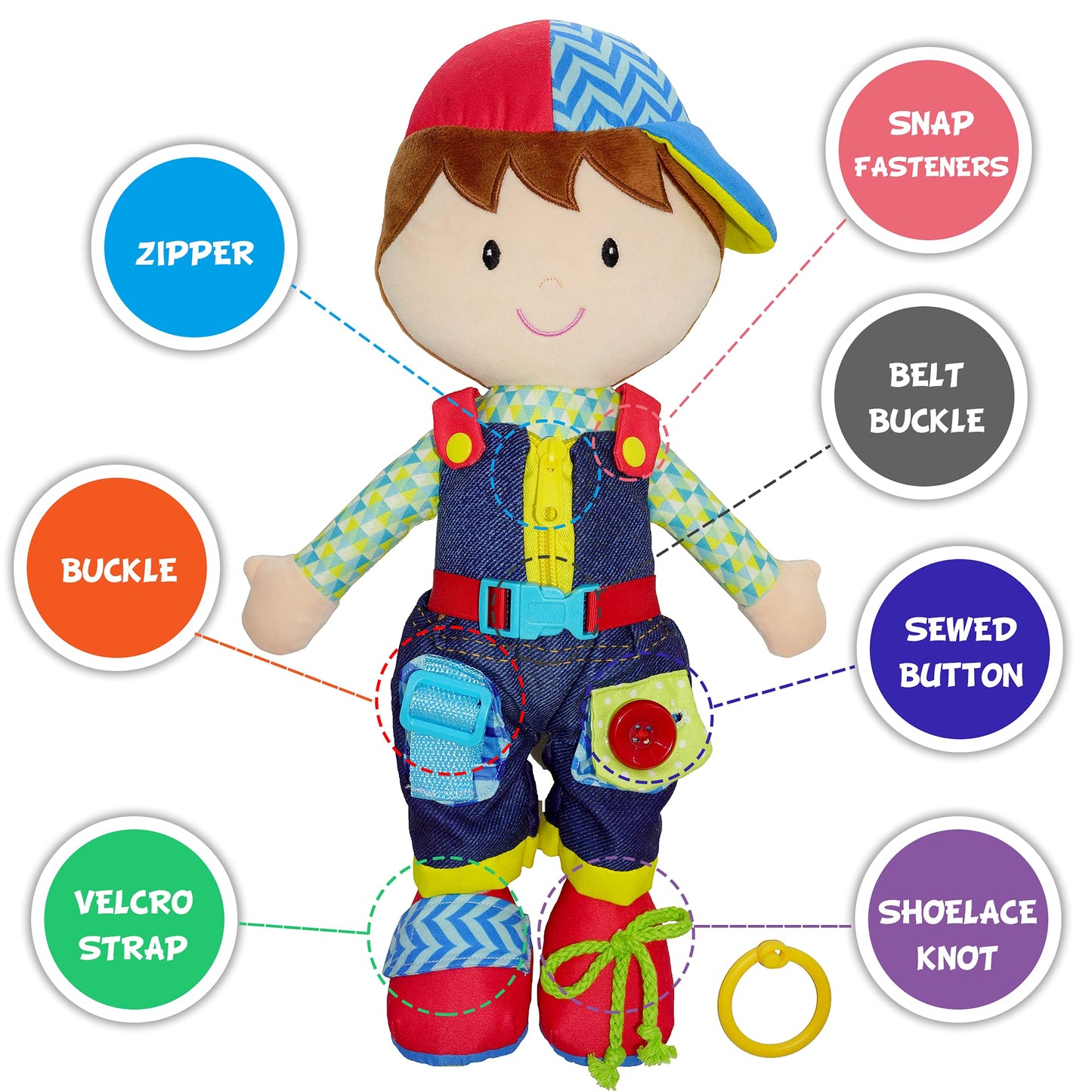 June Garden Dressy Friends Lucas – Montessori Dress-Up Plush Doll, 15.5in