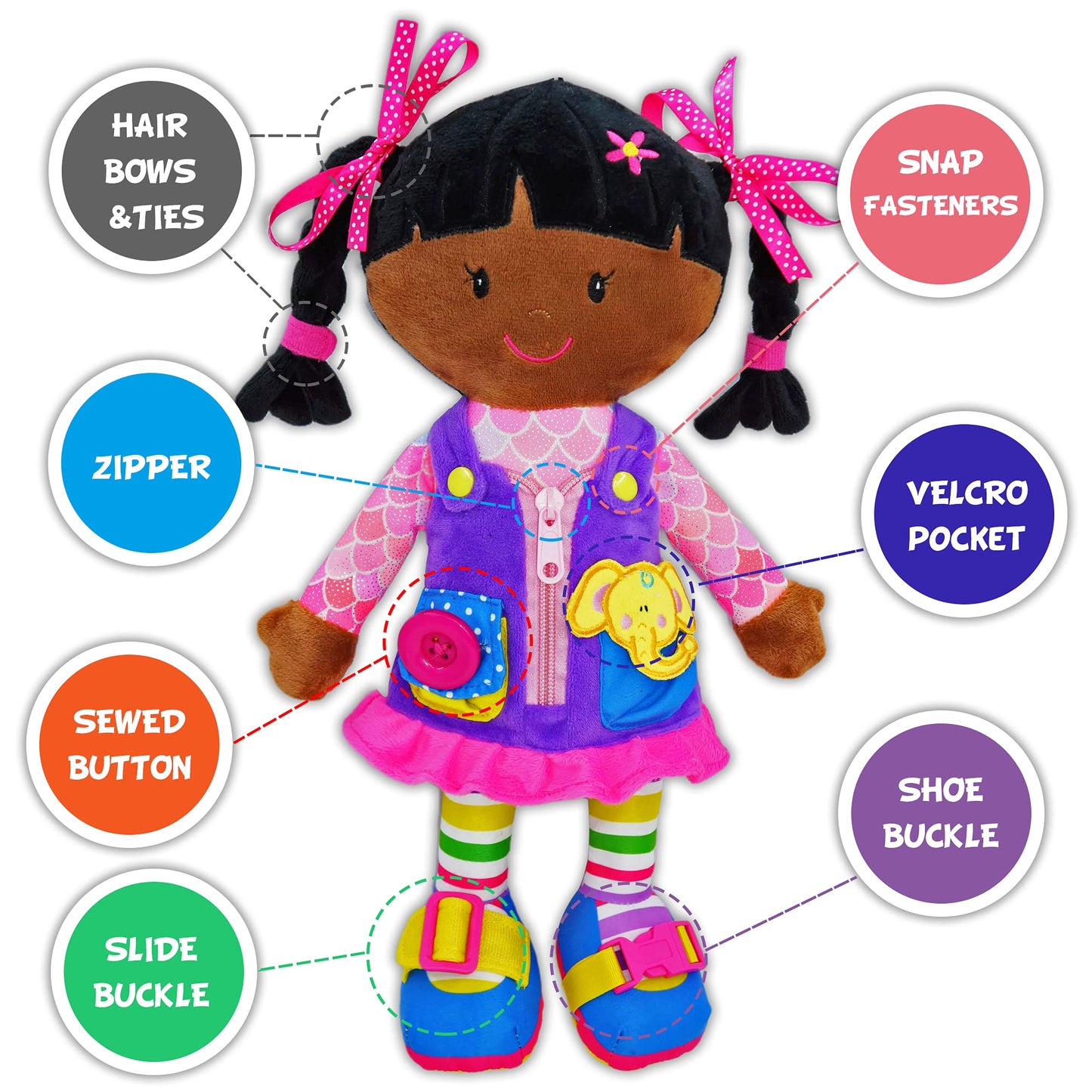 June Garden Dressy Friends Scarlett – Montessori Dress-Up Plush for Toddlers 2+