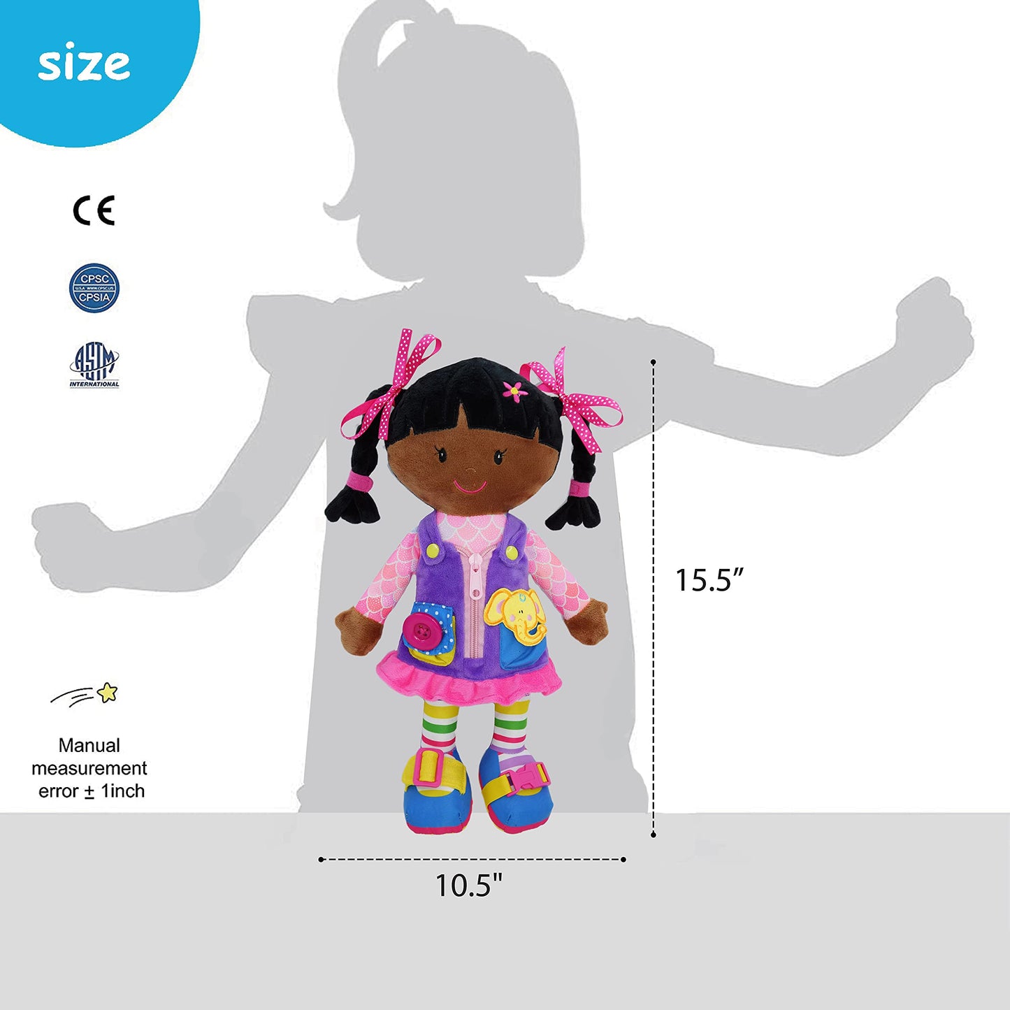 June Garden Dressy Friends Scarlett – Montessori Dress-Up Plush for Toddlers 2+