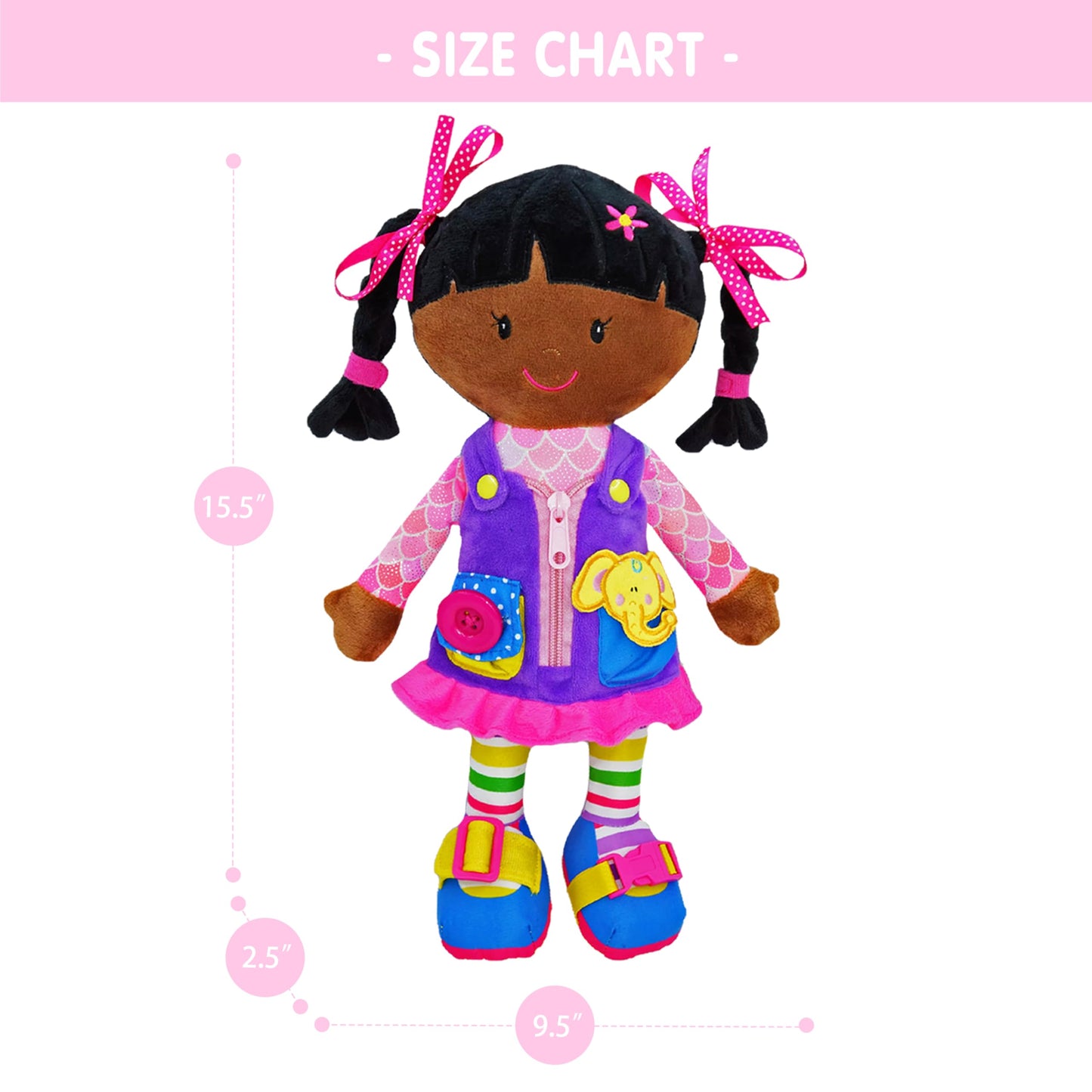 June Garden Dressy Friends Scarlett – Montessori Dress-Up Plush for Toddlers 2+