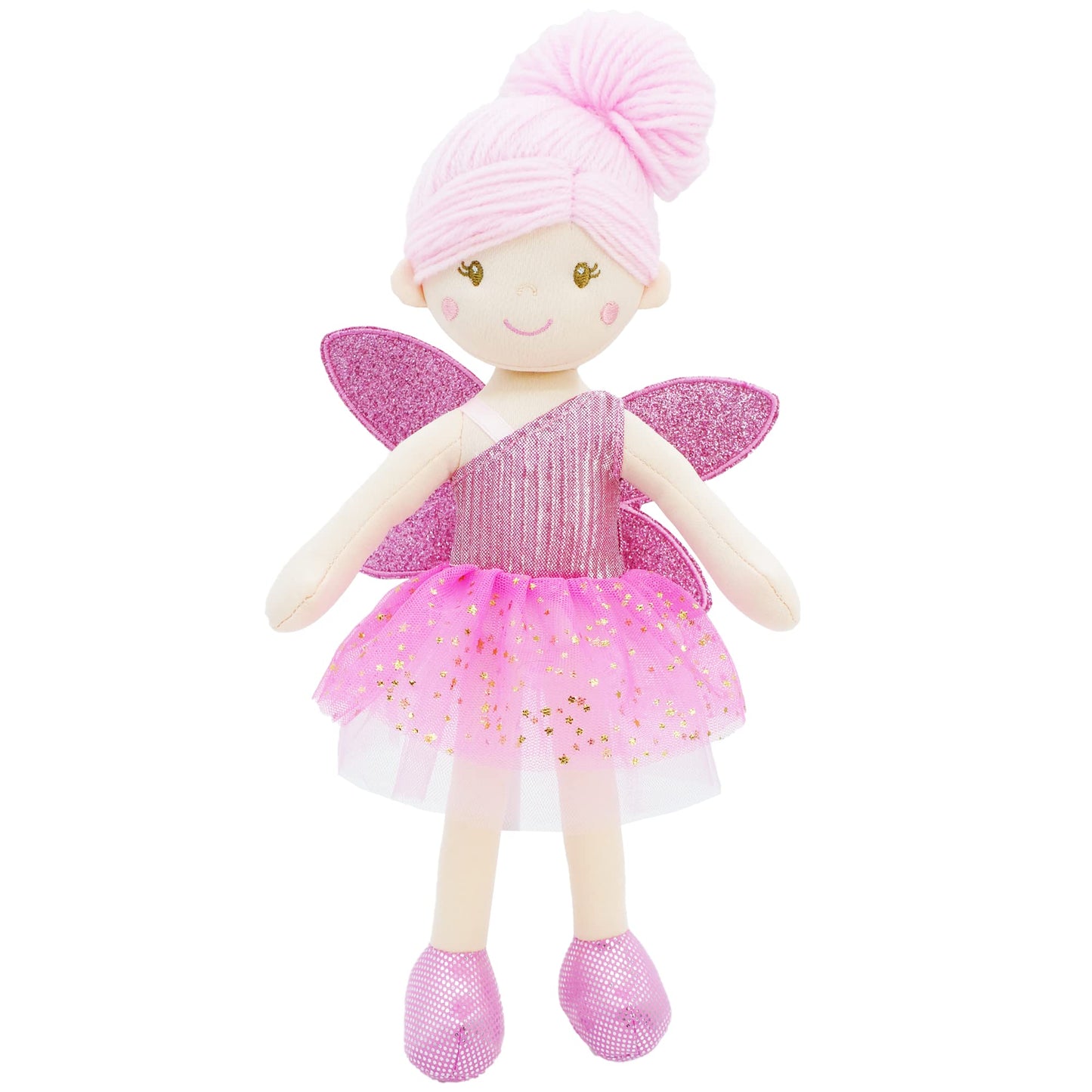 June Garden Elida 12-inch Enchanted Garden Fairy Doll – Plush Pink Wings, Soft Doll Gift for Girls
