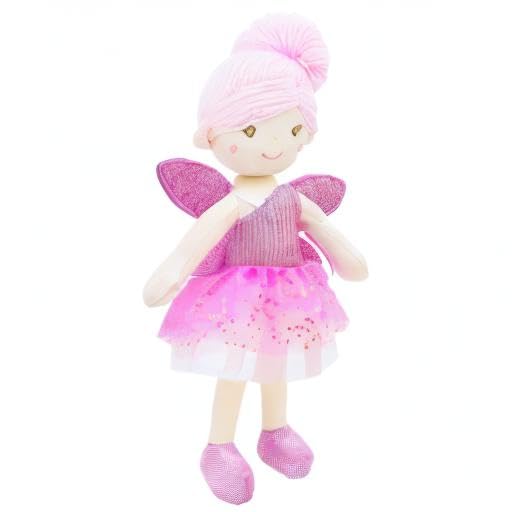 June Garden Elida 12-inch Enchanted Garden Fairy Doll – Plush Pink Wings, Soft Doll Gift for Girls