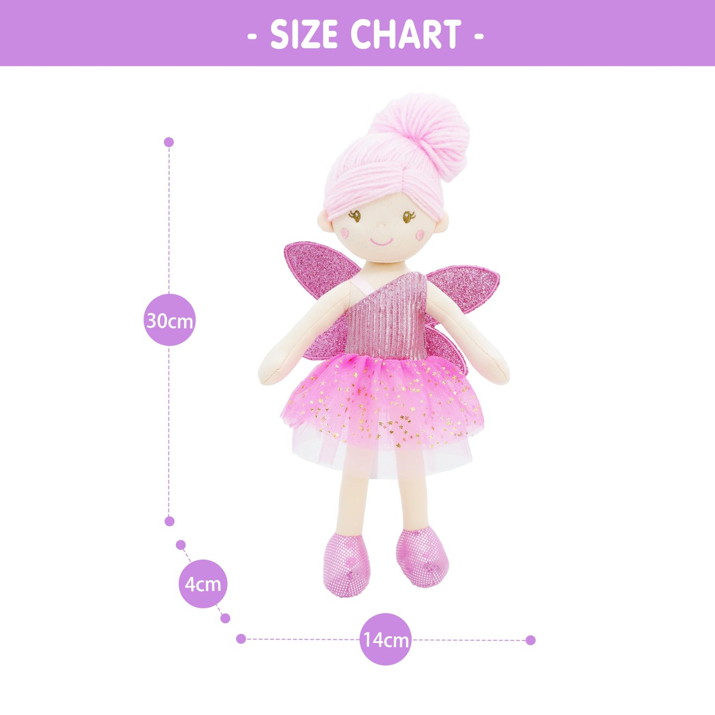 June Garden Elida 12-inch Enchanted Garden Fairy Doll – Plush Pink Wings, Soft Doll Gift for Girls