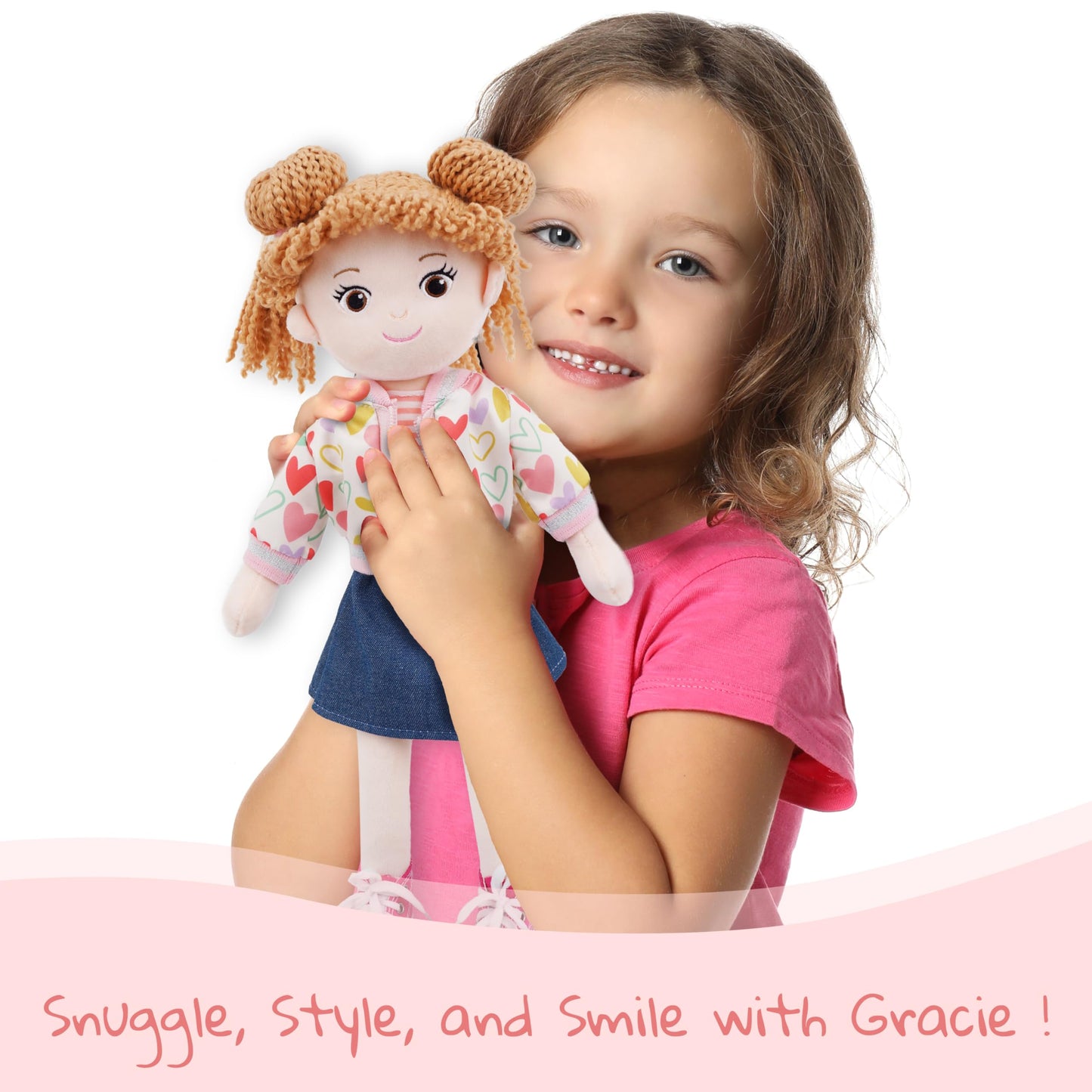 June Garden 14-inch Snuggle Cutie Doll Gracie – Soft Plush with Removable Clothes