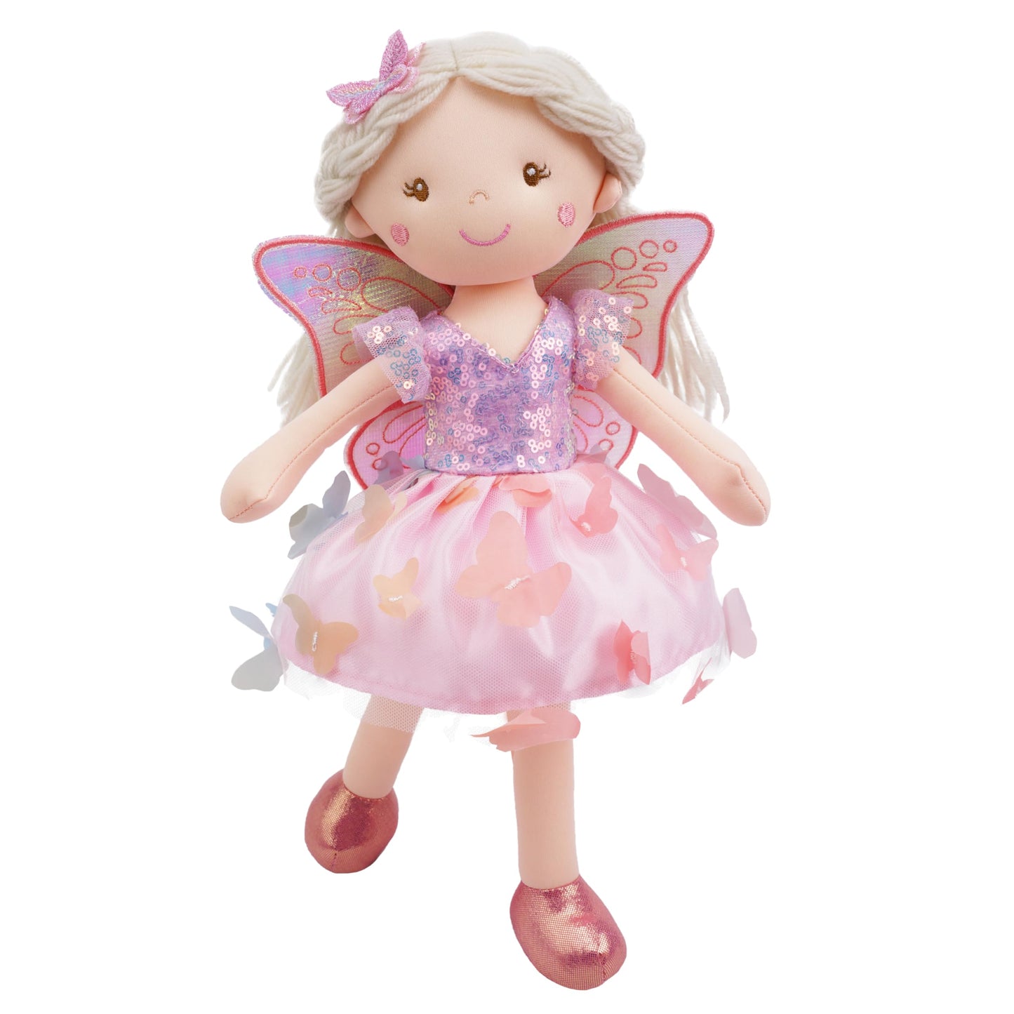 June Garden Lunabelle 15-inch Fluttering Blossom Fairy Doll – Plush Fairy with Multicolor Butterfly Skirt