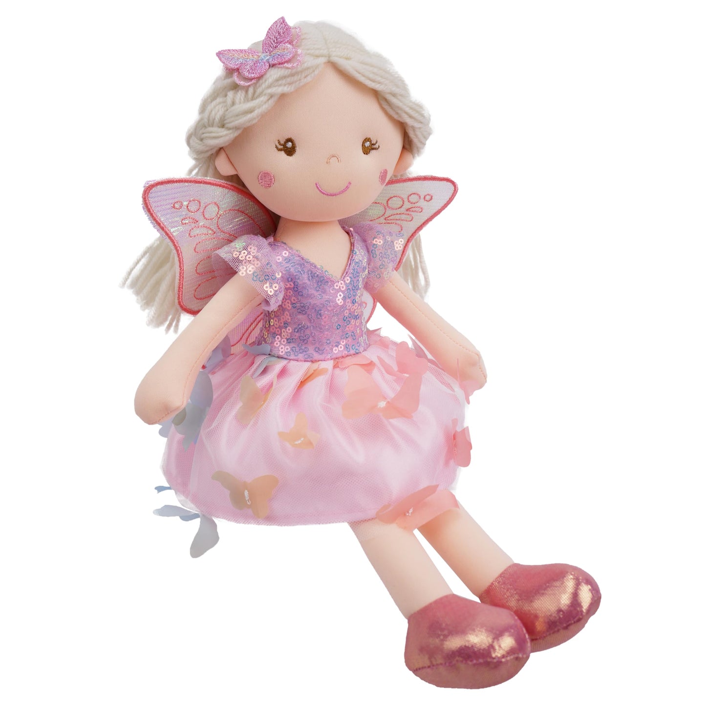 June Garden Lunabelle 15-inch Fluttering Blossom Fairy Doll – Plush Fairy with Multicolor Butterfly Skirt