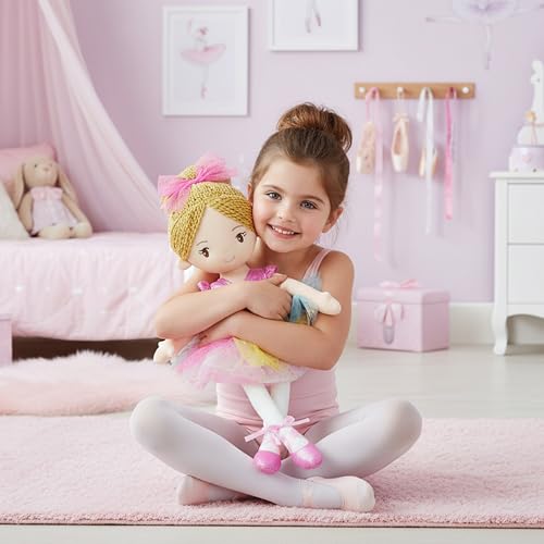 June Garden Polina 16-Inch Ballerina Doll – Soft Plush Gift for Toddler Girls