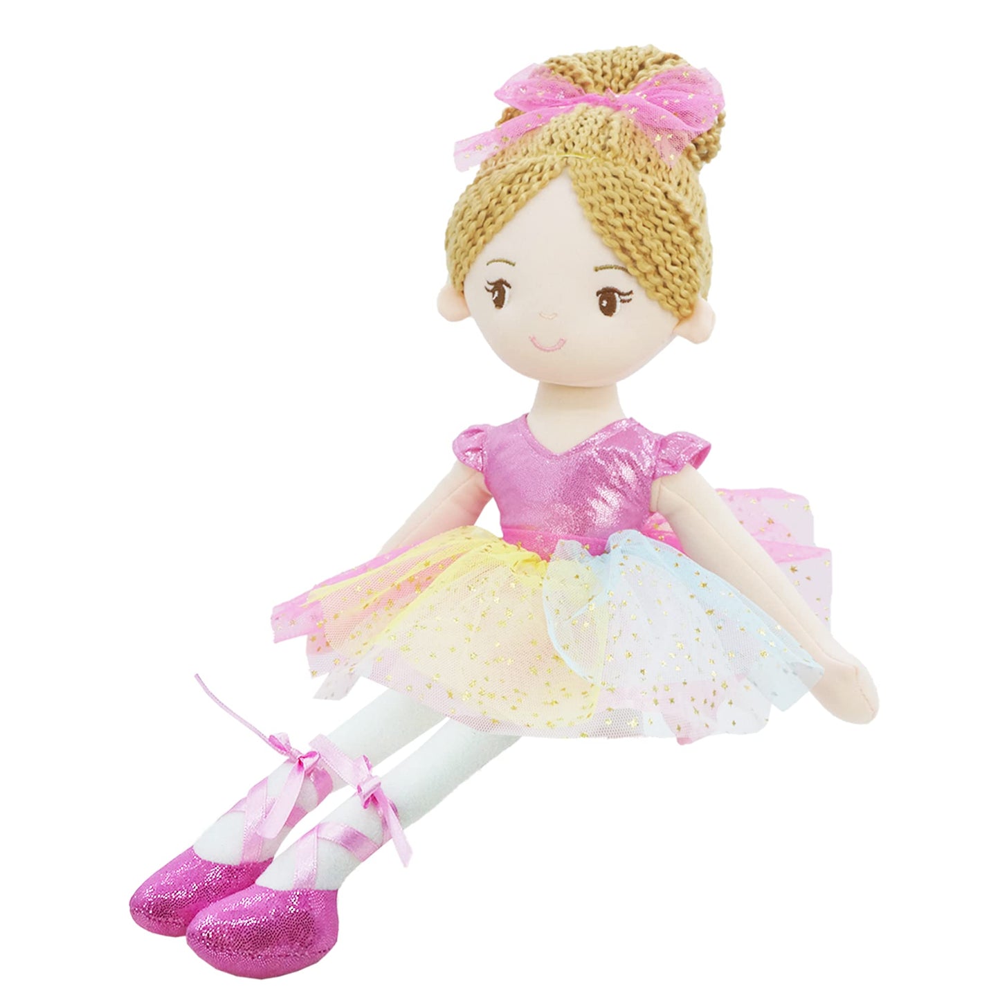 June Garden Polina 16-Inch Ballerina Doll – Soft Plush Gift for Toddler Girls