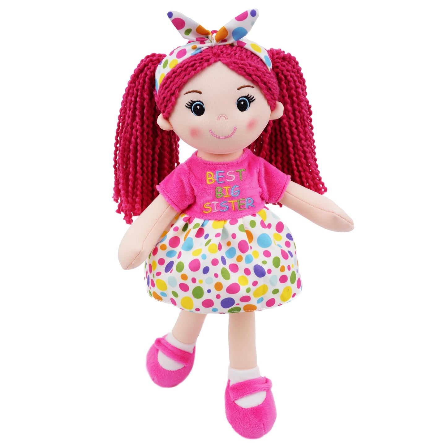 June Garden Sophie 14-Inch Big Sister Plush Doll – Soft Huggable Rag Doll for Girls