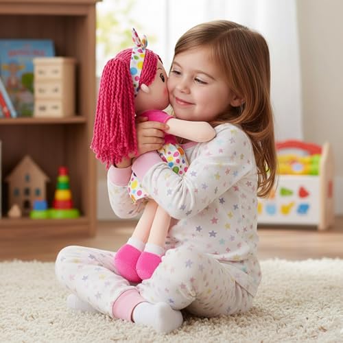 June Garden Sophie 14-Inch Big Sister Plush Doll – Soft Huggable Rag Doll for Girls