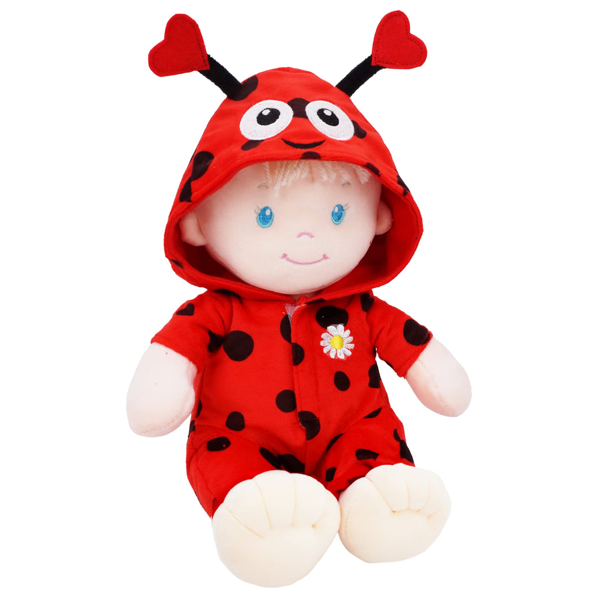 June Garden 12-inch Sweet Dolly Ladybug – Ultra-Soft Baby Doll with Velcro Dress-Up