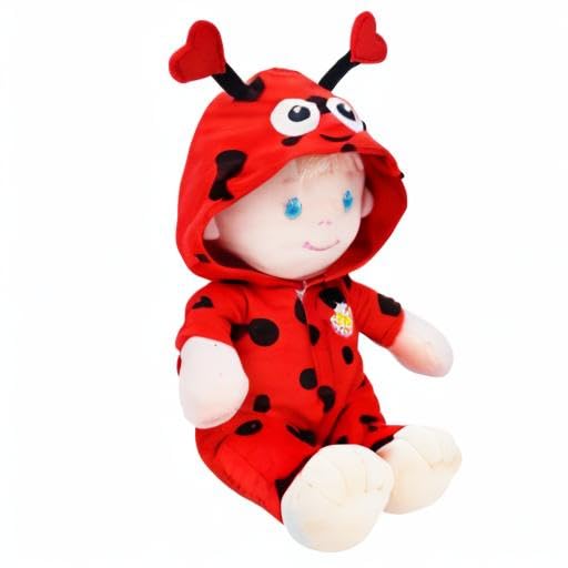 June Garden 12-inch Sweet Dolly Ladybug – Ultra-Soft Baby Doll with Velcro Dress-Up