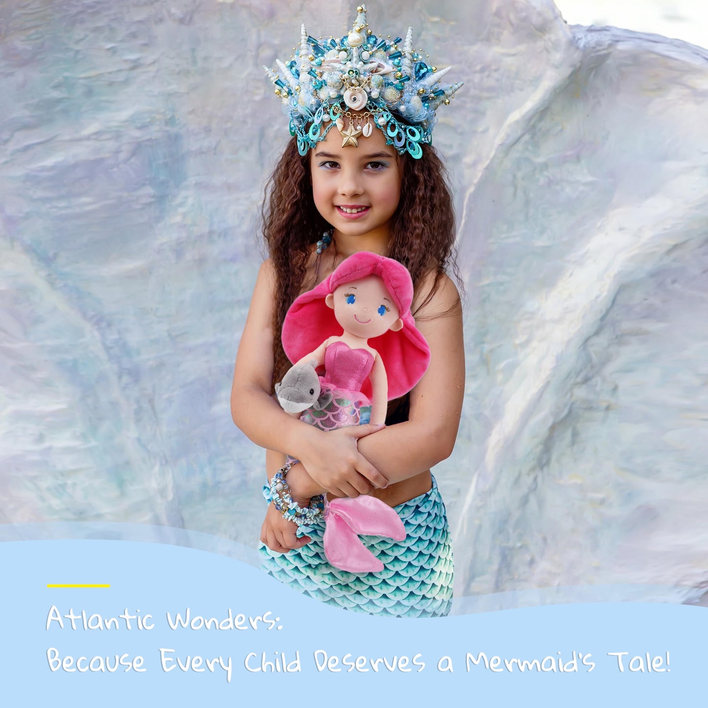 June Garden Atlantic Wonders Series - Mermaid Princess Thalassa Seabreeze 16-Inch Soft Plush Mermaid Doll