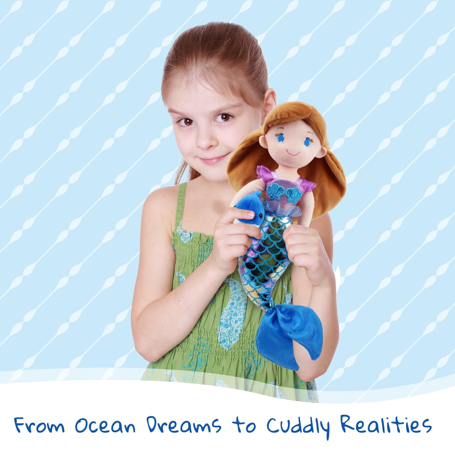 June Garden Atlantic Wonders Series - Mermaid Princess Thalassa Seabreeze 16-Inch Soft Plush Mermaid Doll
