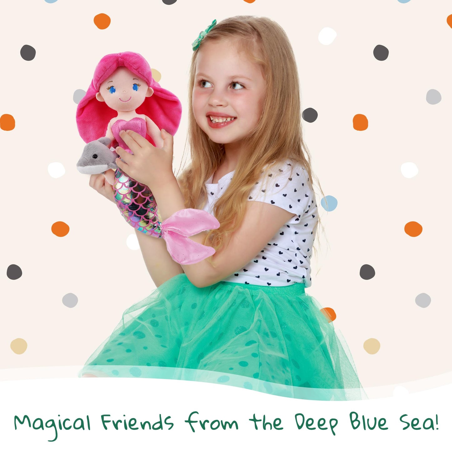 June Garden Atlantic Wonders Series - Mermaid Princess Thalassa Seabreeze 16-Inch Soft Plush Mermaid Doll