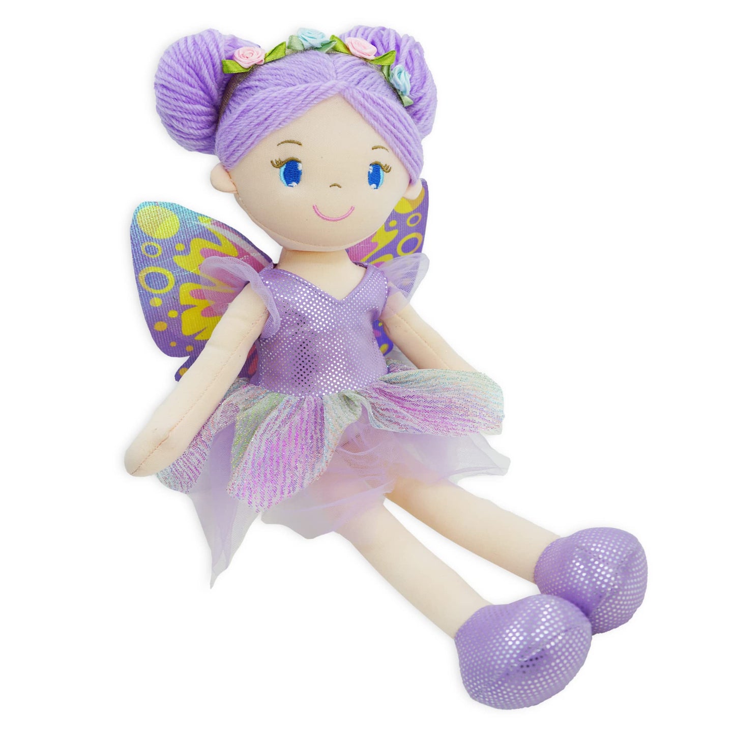 June Garden 16-Inch Enchanted Garden Fairy Doll Yaritza – Plush Soft Doll with Purple Wings