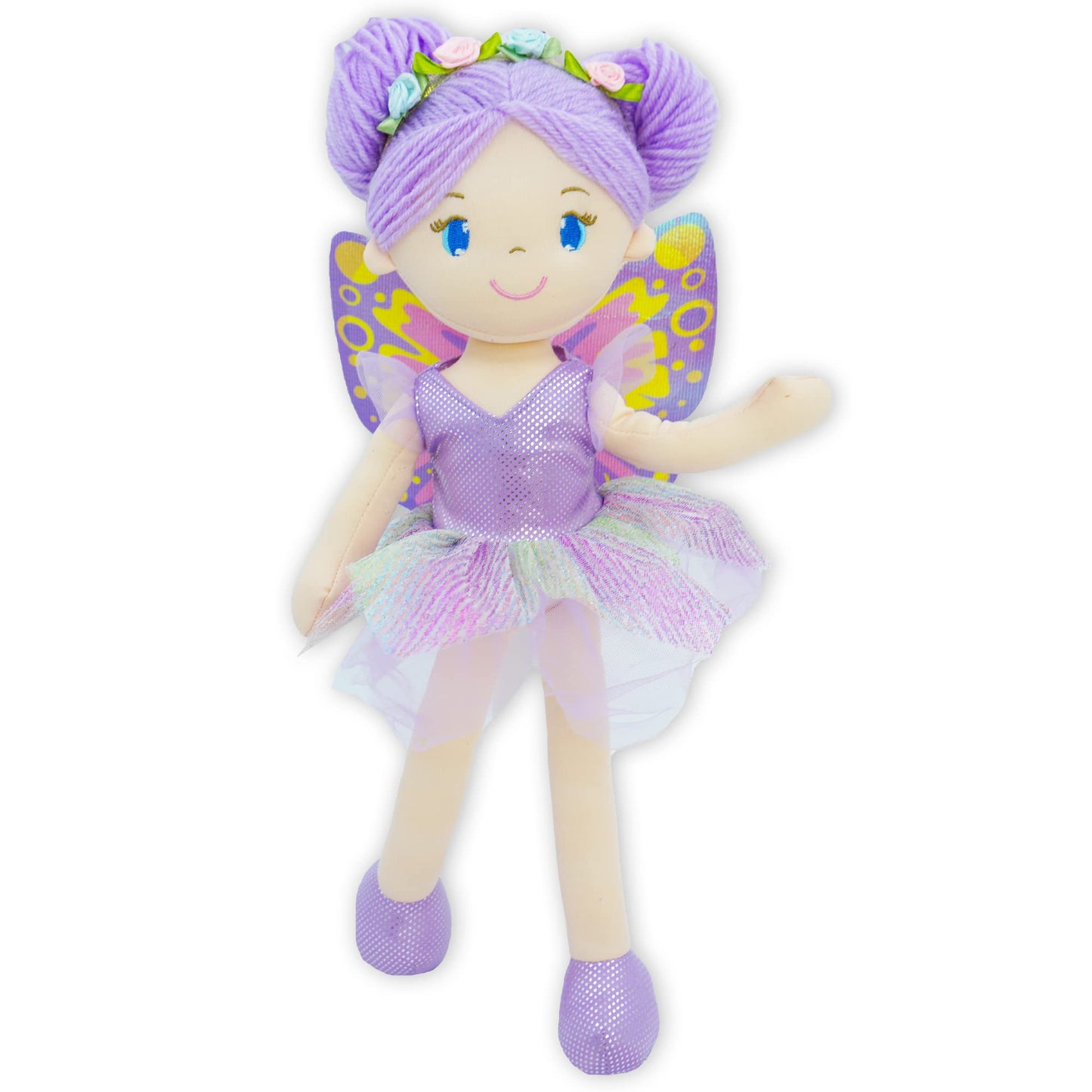 June Garden 16-Inch Enchanted Garden Fairy Doll Yaritza – Plush Soft Doll with Purple Wings