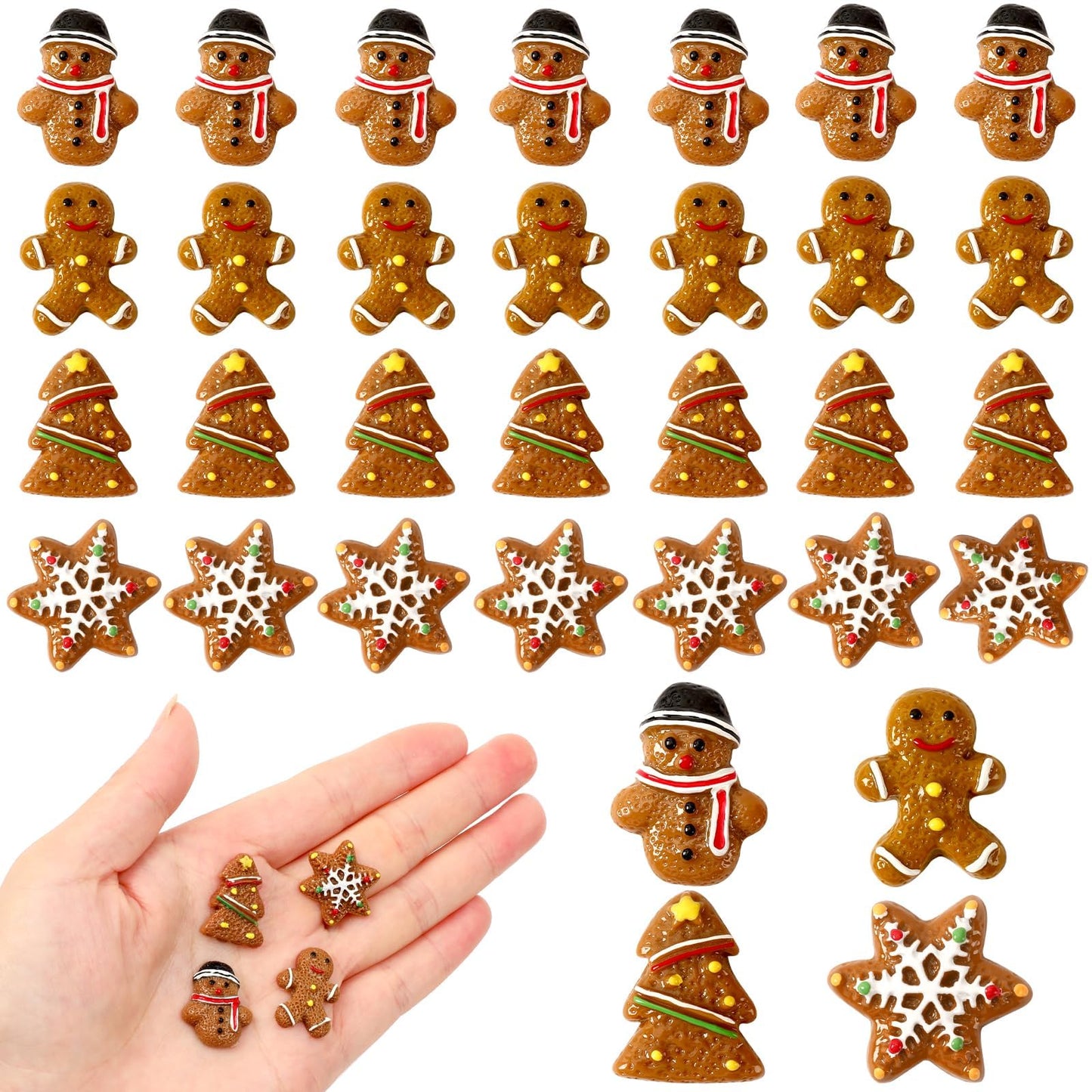 JUNEBRUSHS 80 Pcs Christmas Mini Resin Gingerbread Men – DIY Decor