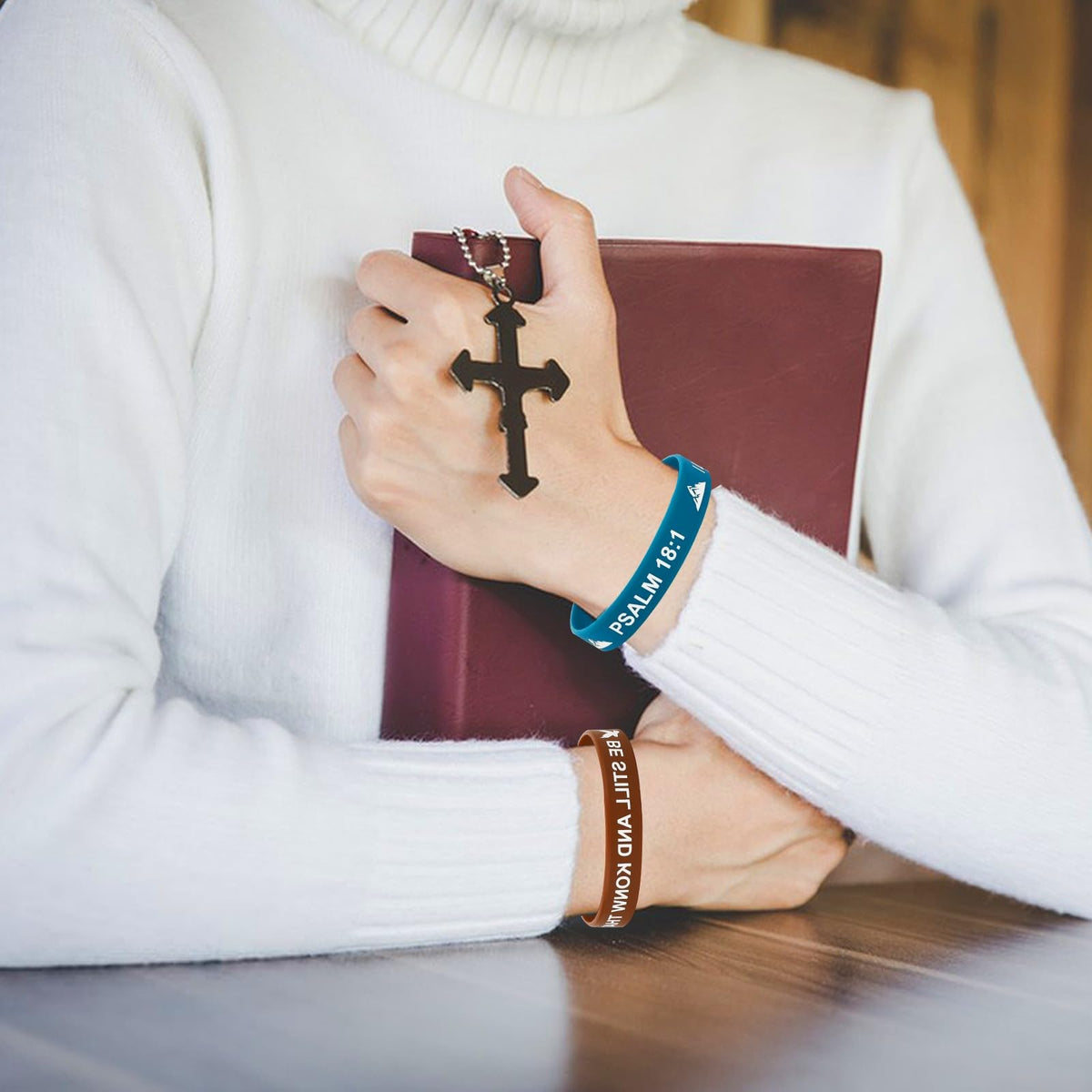 JUNEBRUSHS 64pcs Bible Verse Bracelets – 16 Designs of Inspirational Christian Silicone Wristbands