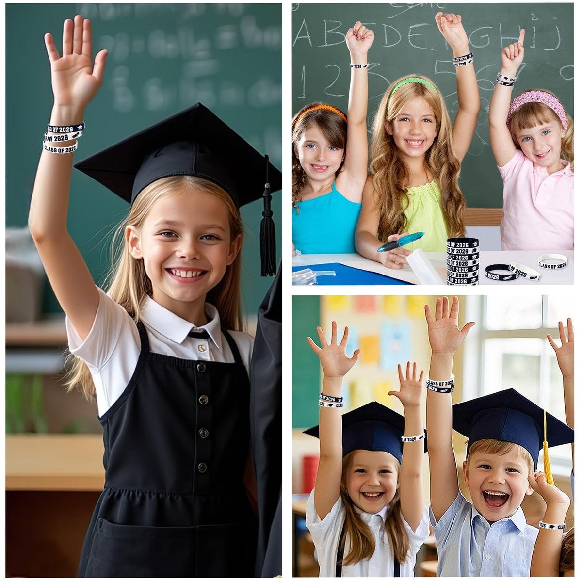 JUNEBRUSHS 64-Piece Class of 2026 Graduation Silicone Wristbands – Bracelets for Students & Teachers