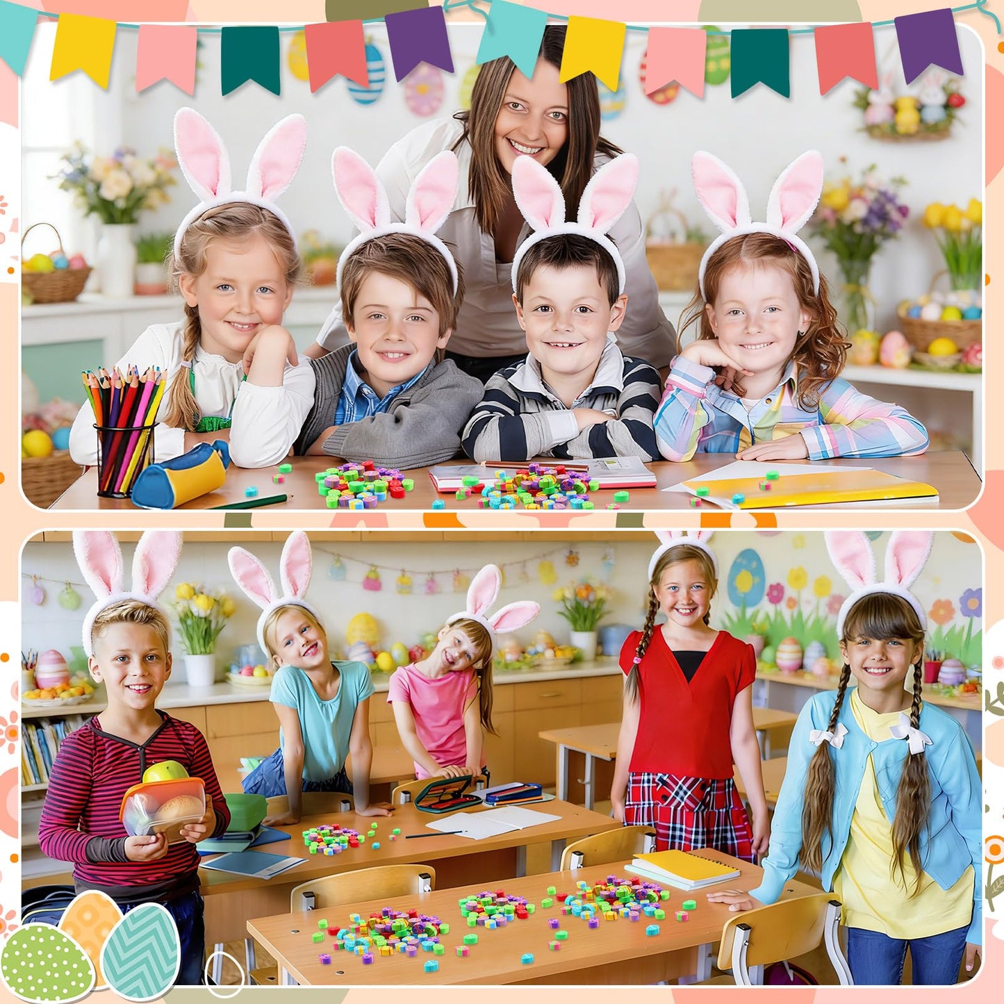 JUNEBRUSHS 150 Pcs Easter Egg Erasers Bulk – 9 Styles Mini Rubber Erasers