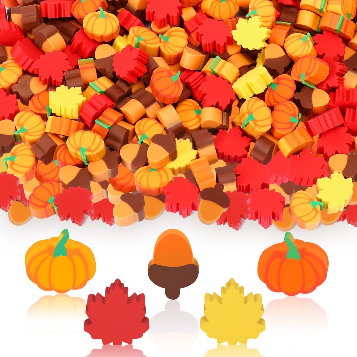 JUNEBRUSHS Fall Mini Erasers – 150 Pcs Thanksgiving Classroom Prizes & Party Favors