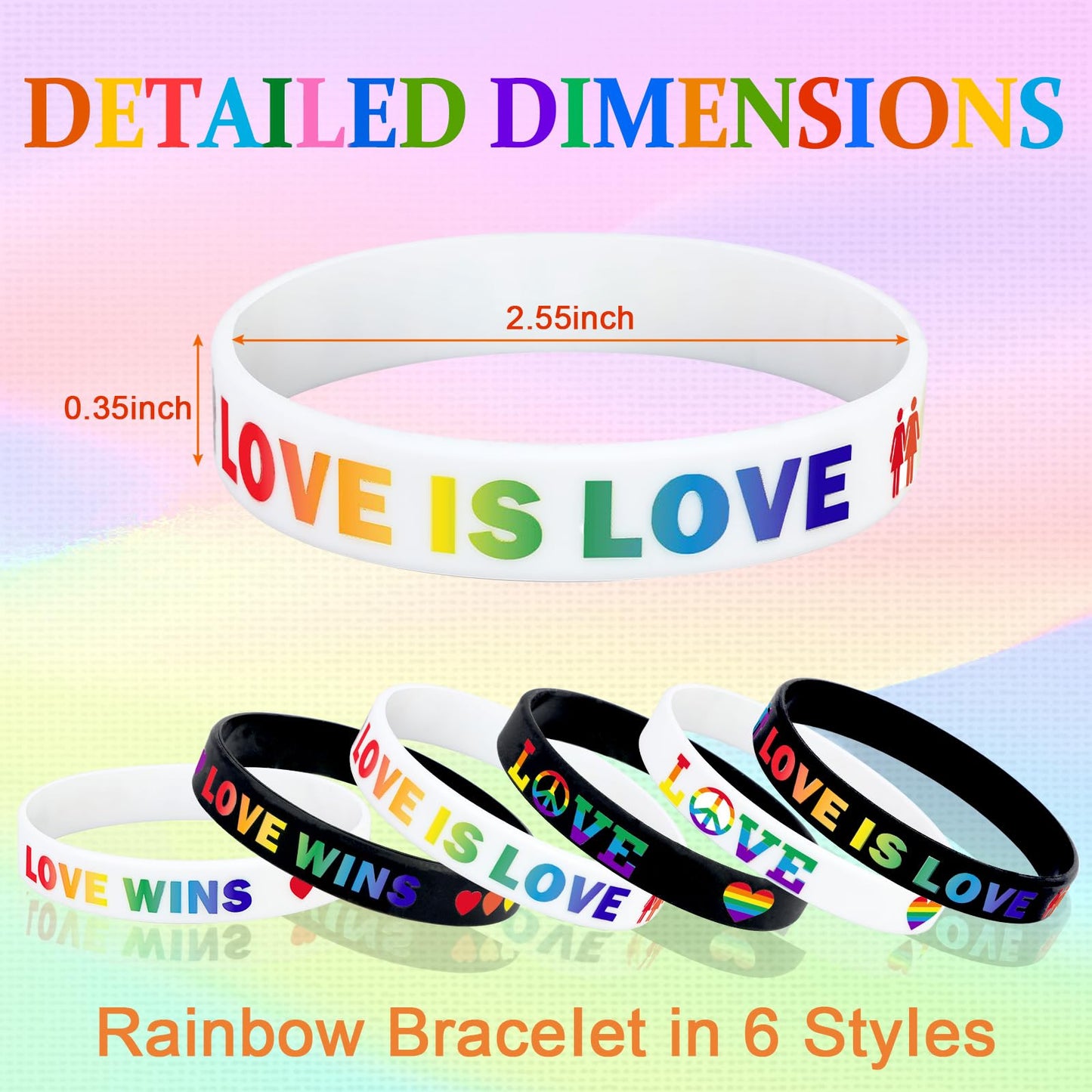 JUNEBRUSHS 42pcs Rainbow Pride Silicone Bracelets – LGBT Support Wristbands for Pride Day