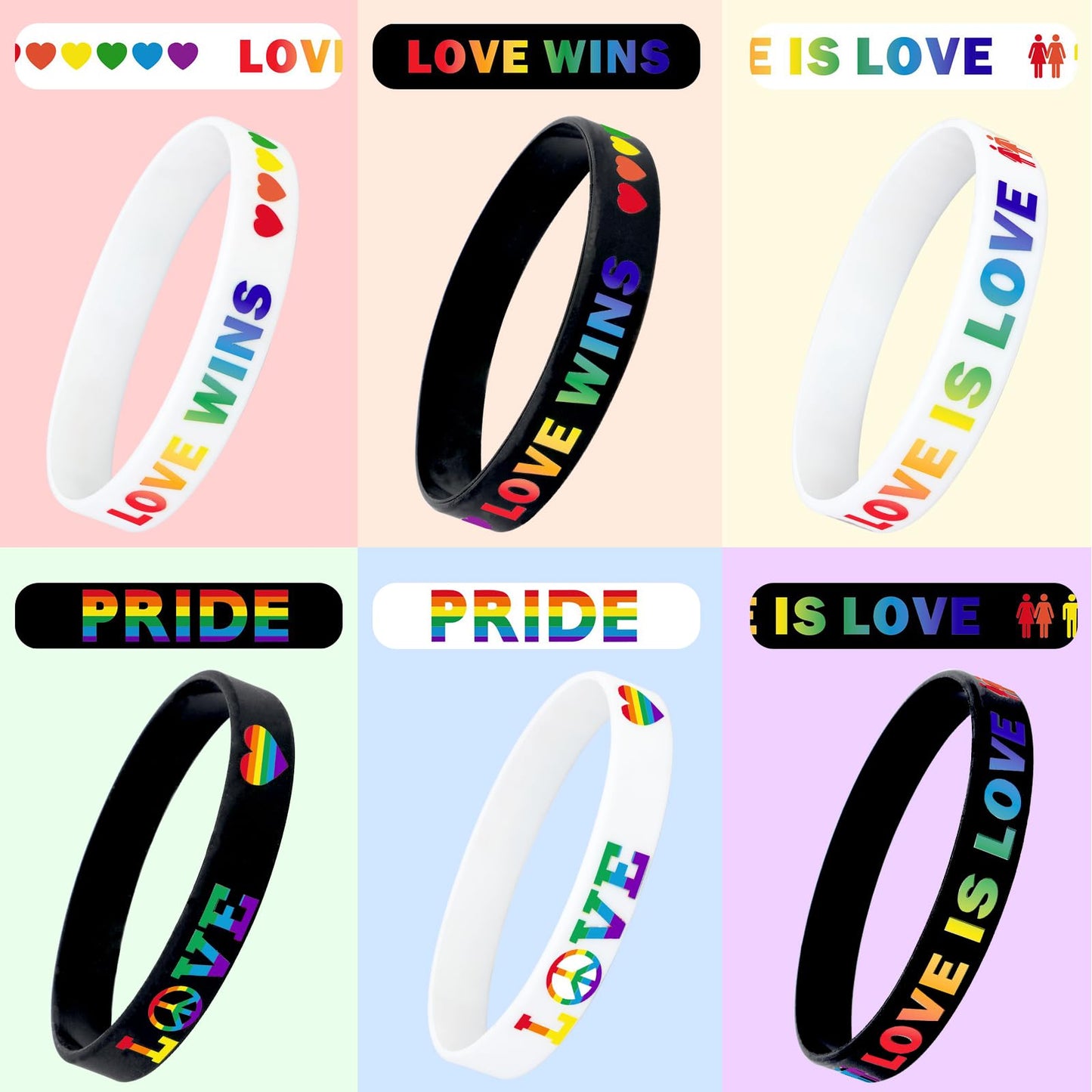 JUNEBRUSHS 42pcs Rainbow Pride Silicone Bracelets – LGBT Support Wristbands for Pride Day