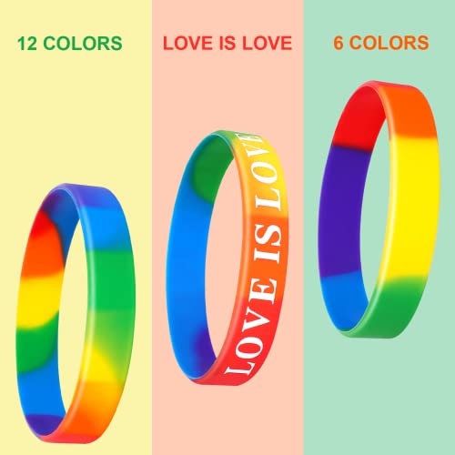 JUNEBRUSHS 42pcs Pride Silicone Bracelets – Rainbow LGBT Wristbands for Parades